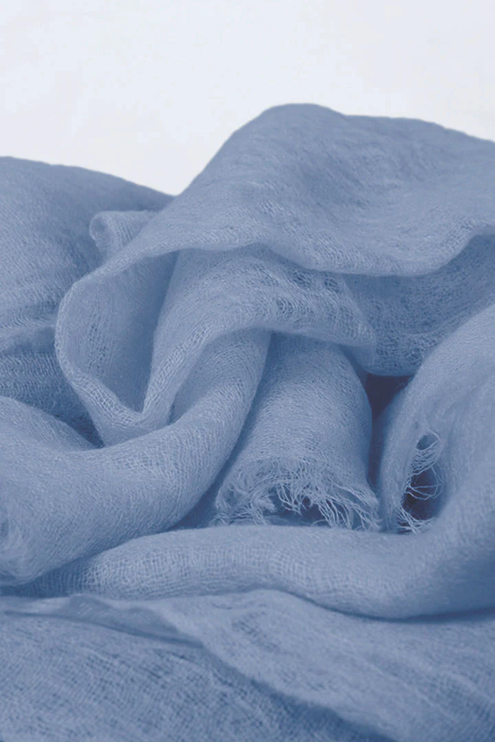 Handwoven Sky Blue Cashmere Scarf Shawl Wrap