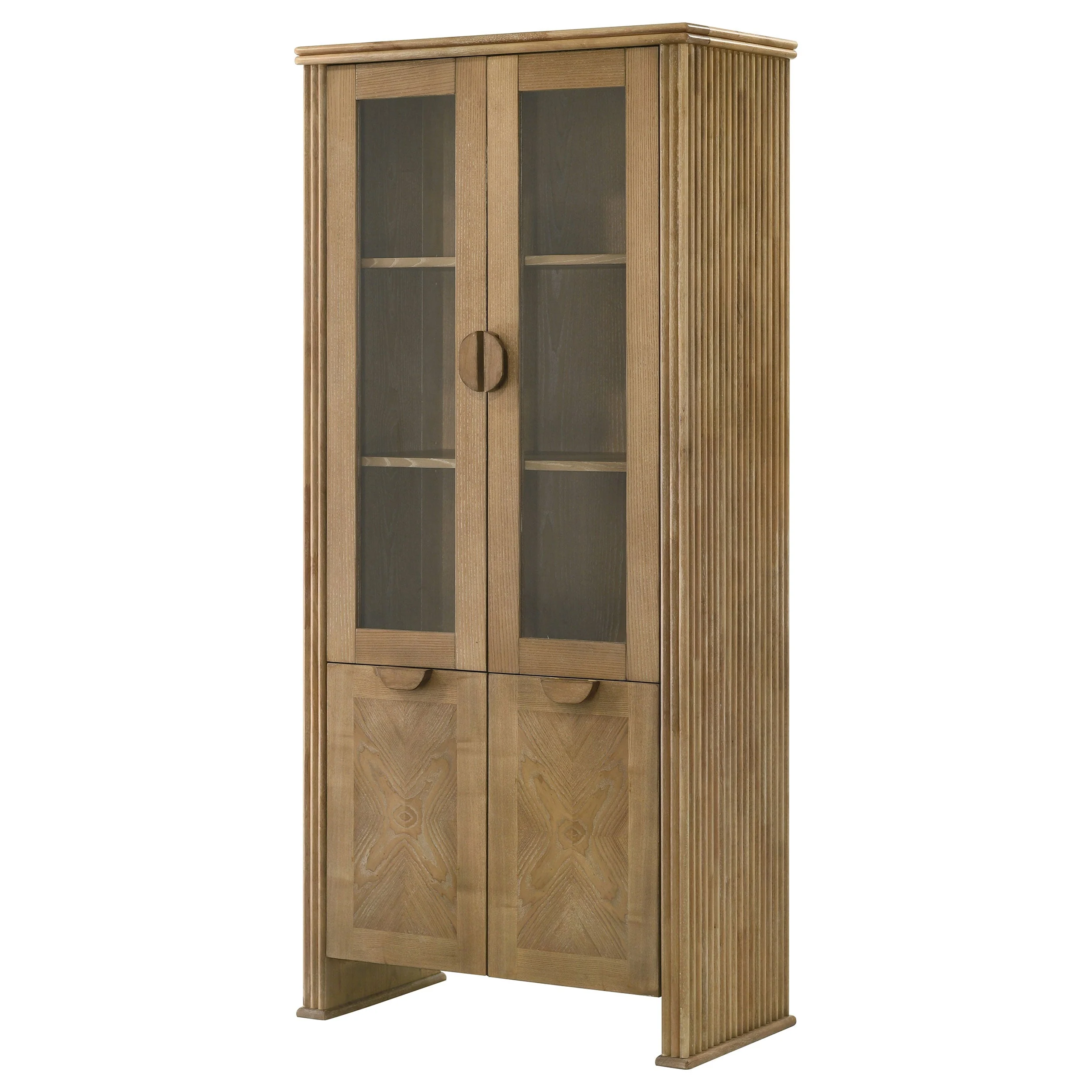 Adina 77-inch Tall Display Cabinet Distressed Light Brown