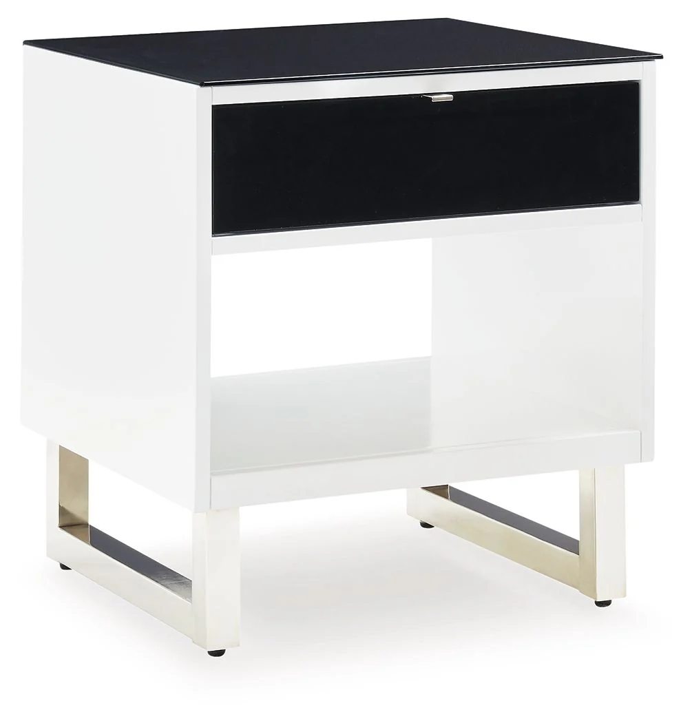 Gardoni - Rectangular End Table - White / Black
