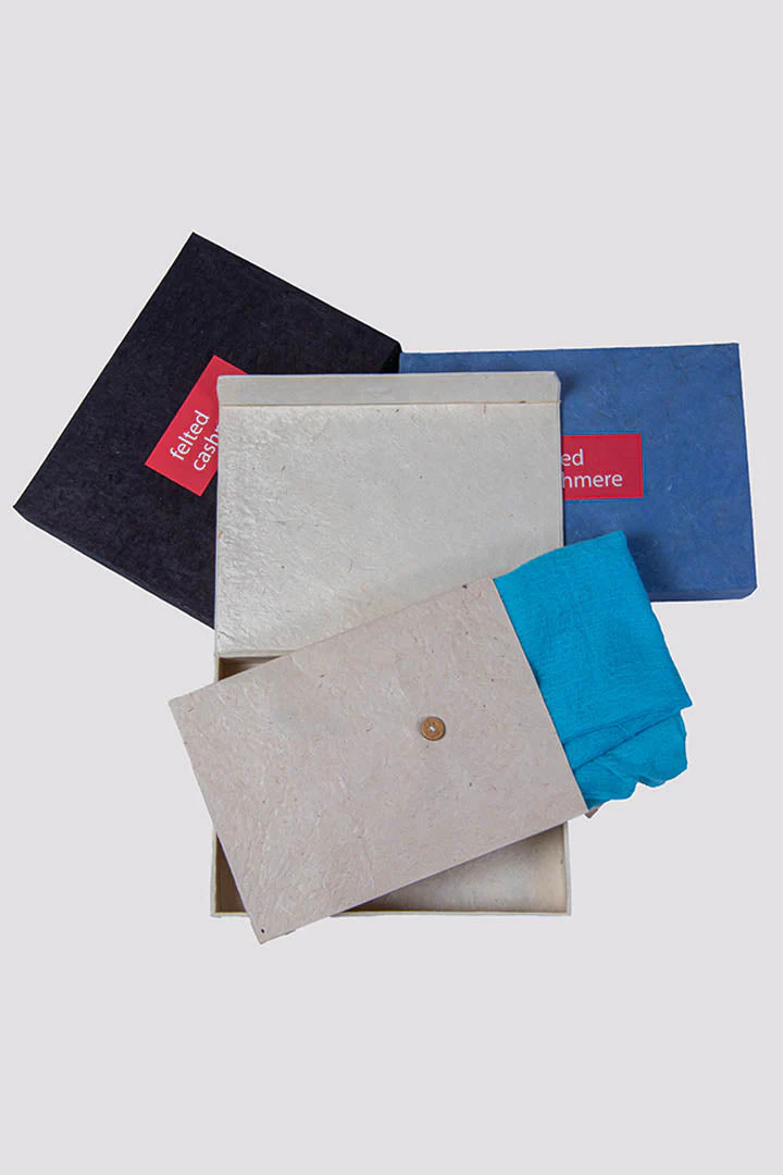 Handwoven Sky Blue Cashmere Scarf Shawl Wrap