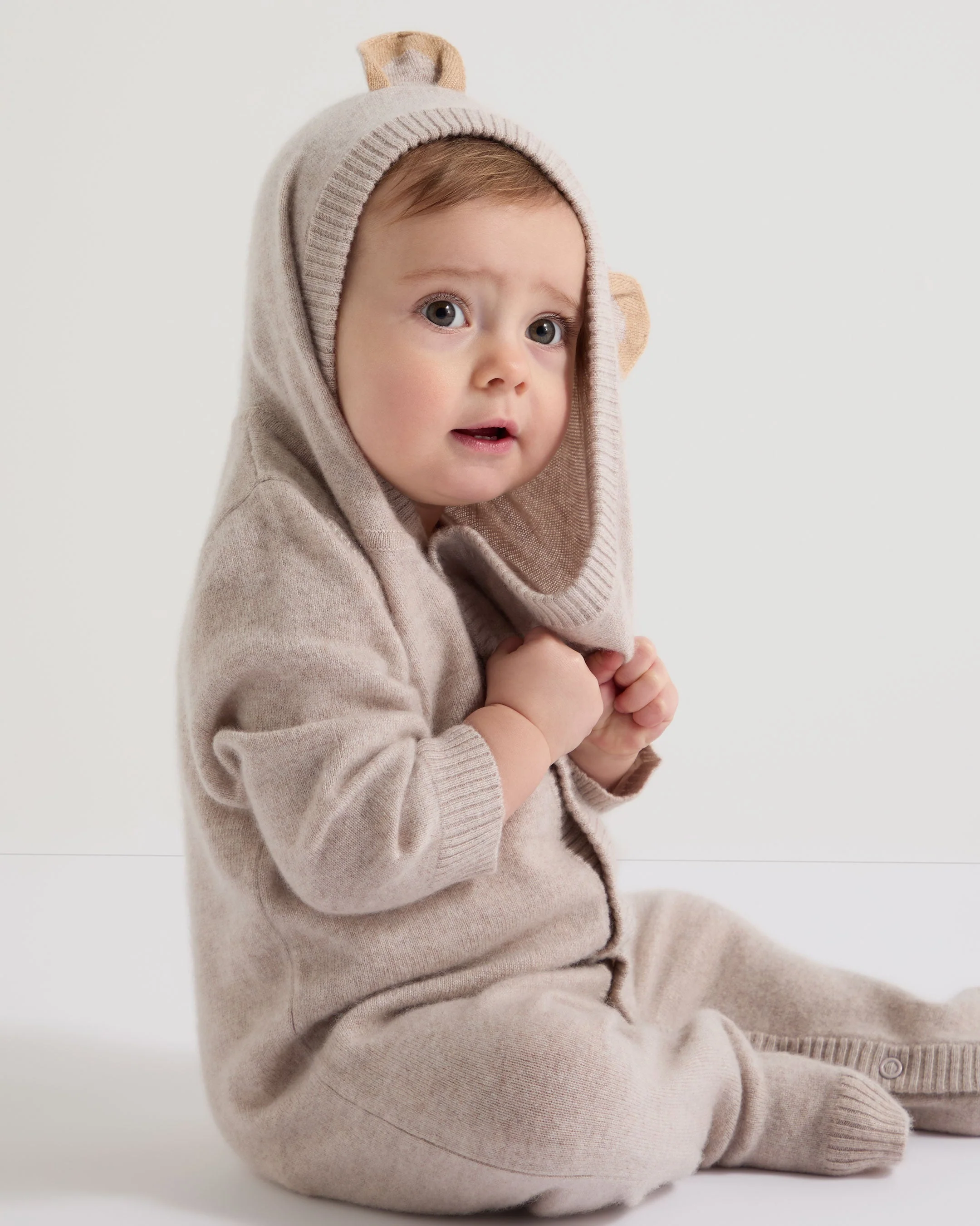 Bear Cashmere Sleepsuit Light Oatmeal Brown