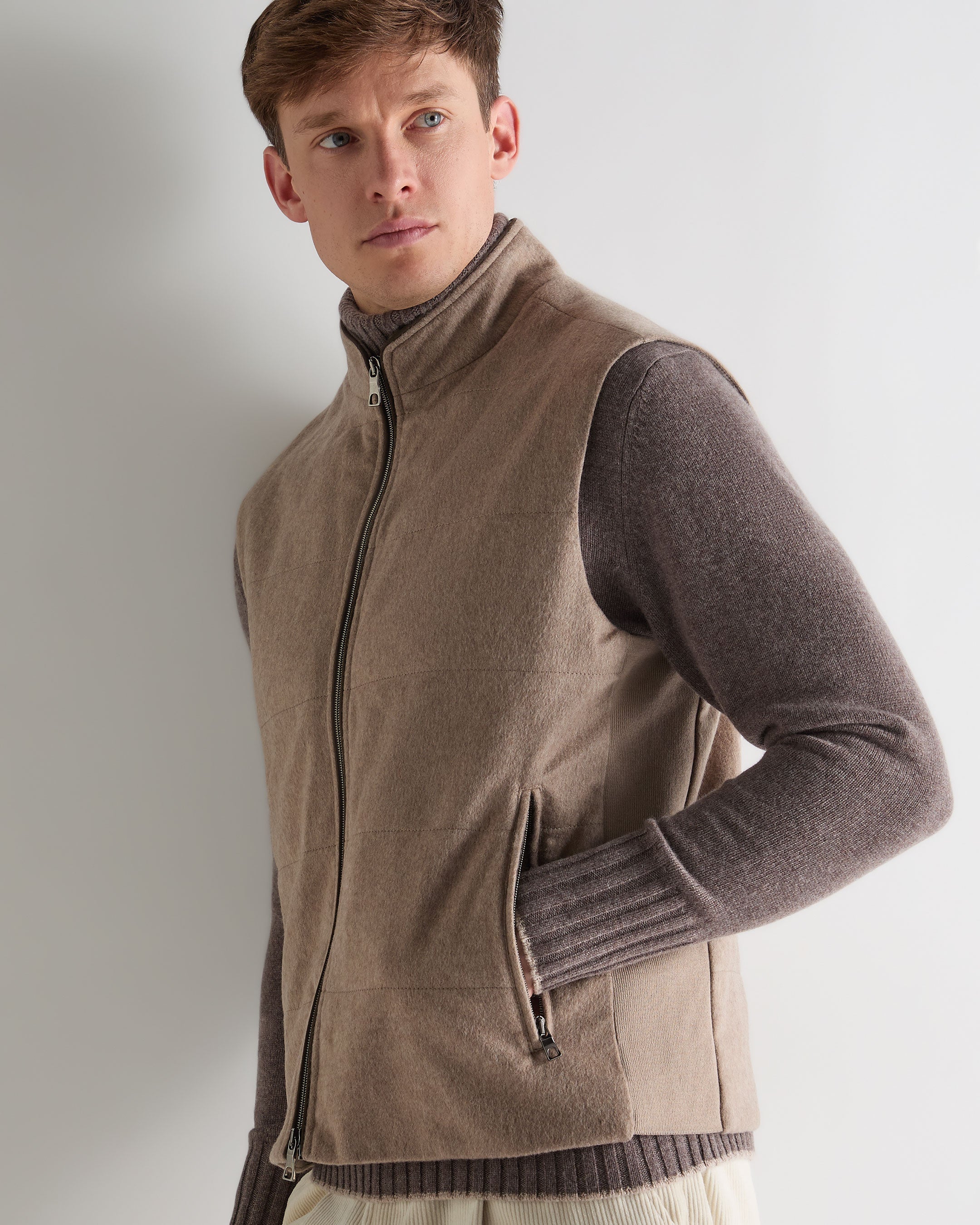 Men's Belgravia Cashmere Gilet Taupe Brown