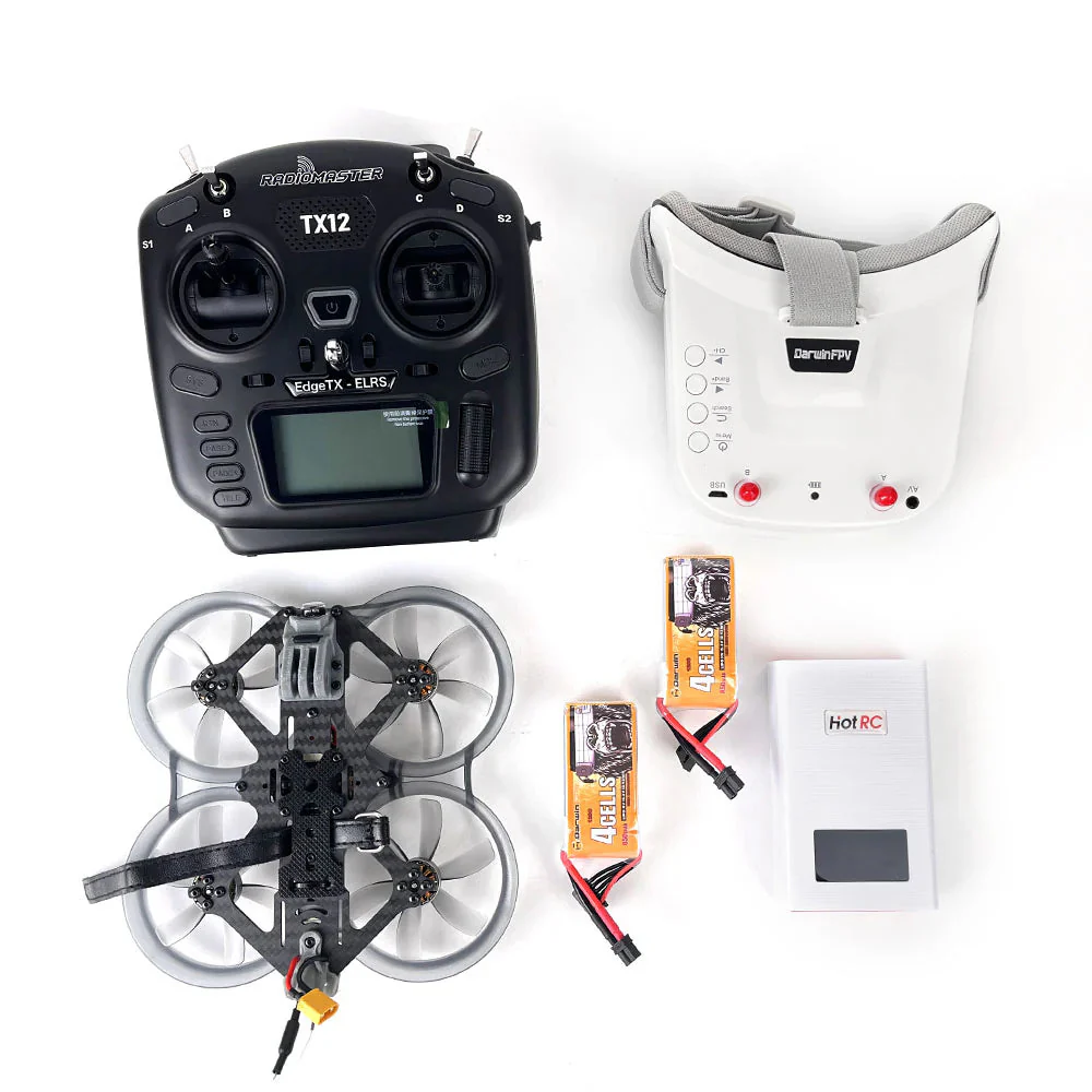 DarwinFPV CineApe 25 RTF Analog 3-Inch FPV Drone Kit – 4S 850mAh, TX12 ELRS, VR009 Goggles