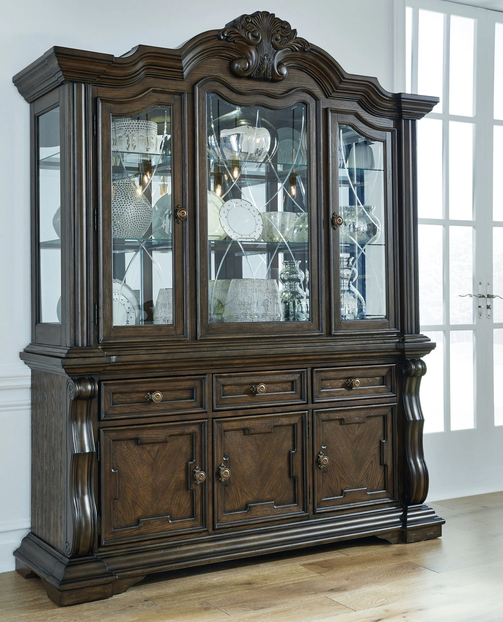 Maylee - Dining Buffet And Hutch - Dark Brown