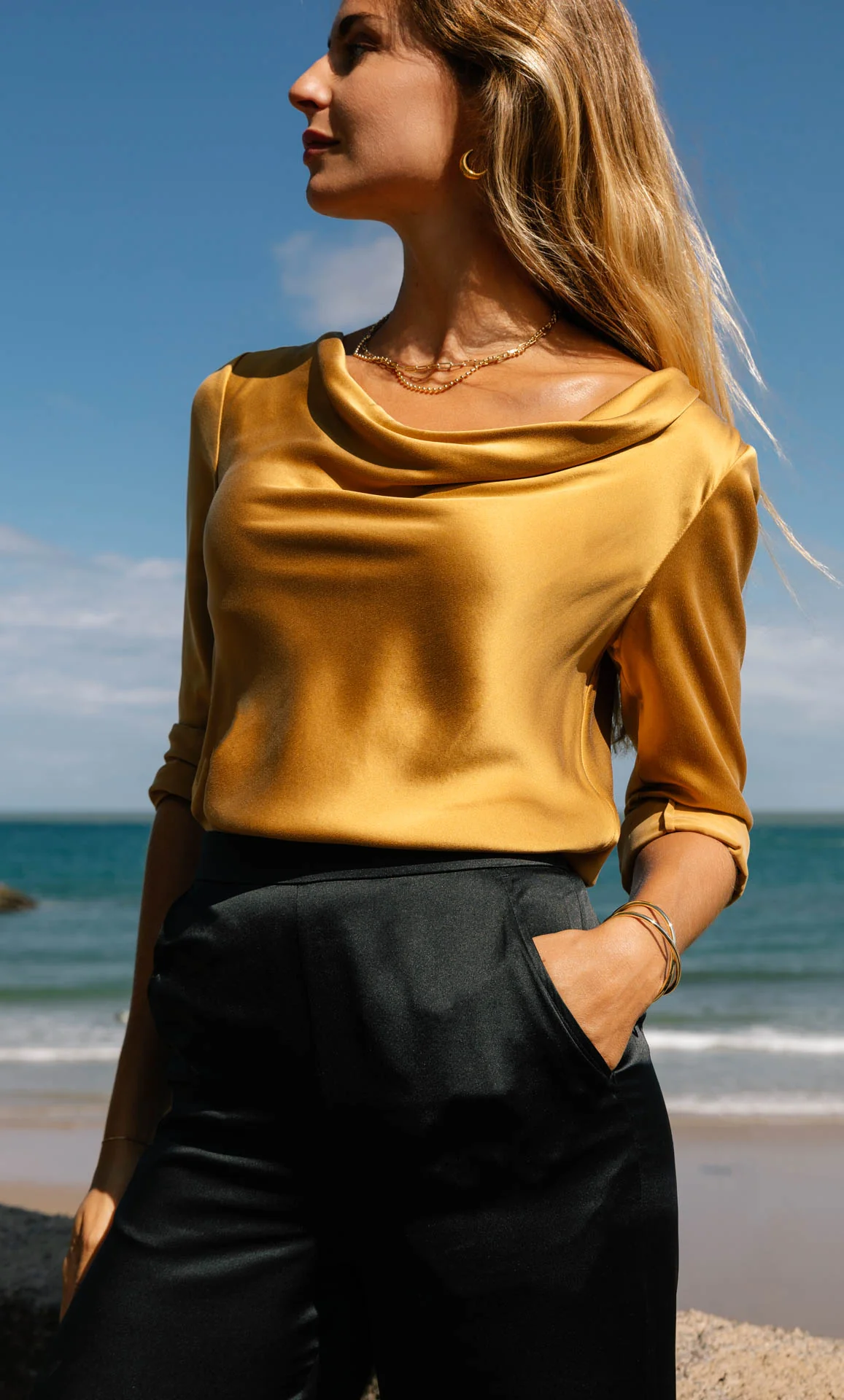 Claudia Silk Cowl Neck Blouse