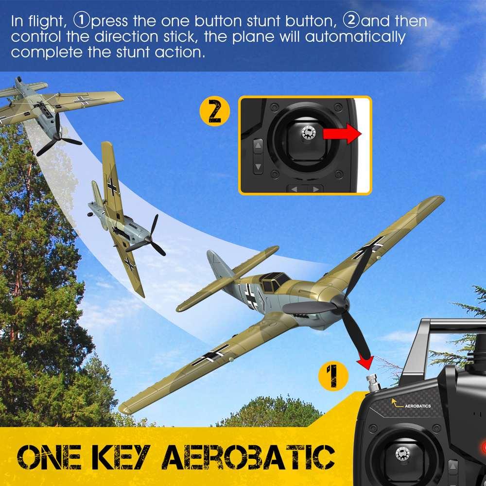 Eachine BF109 RC Airplane - 2.4GHz 4CH 400mm Wingspan 6-Axis One Key U-Turn Aerobatic Xpilot Stabilization System EPP Mini RTF Toy RC Plane