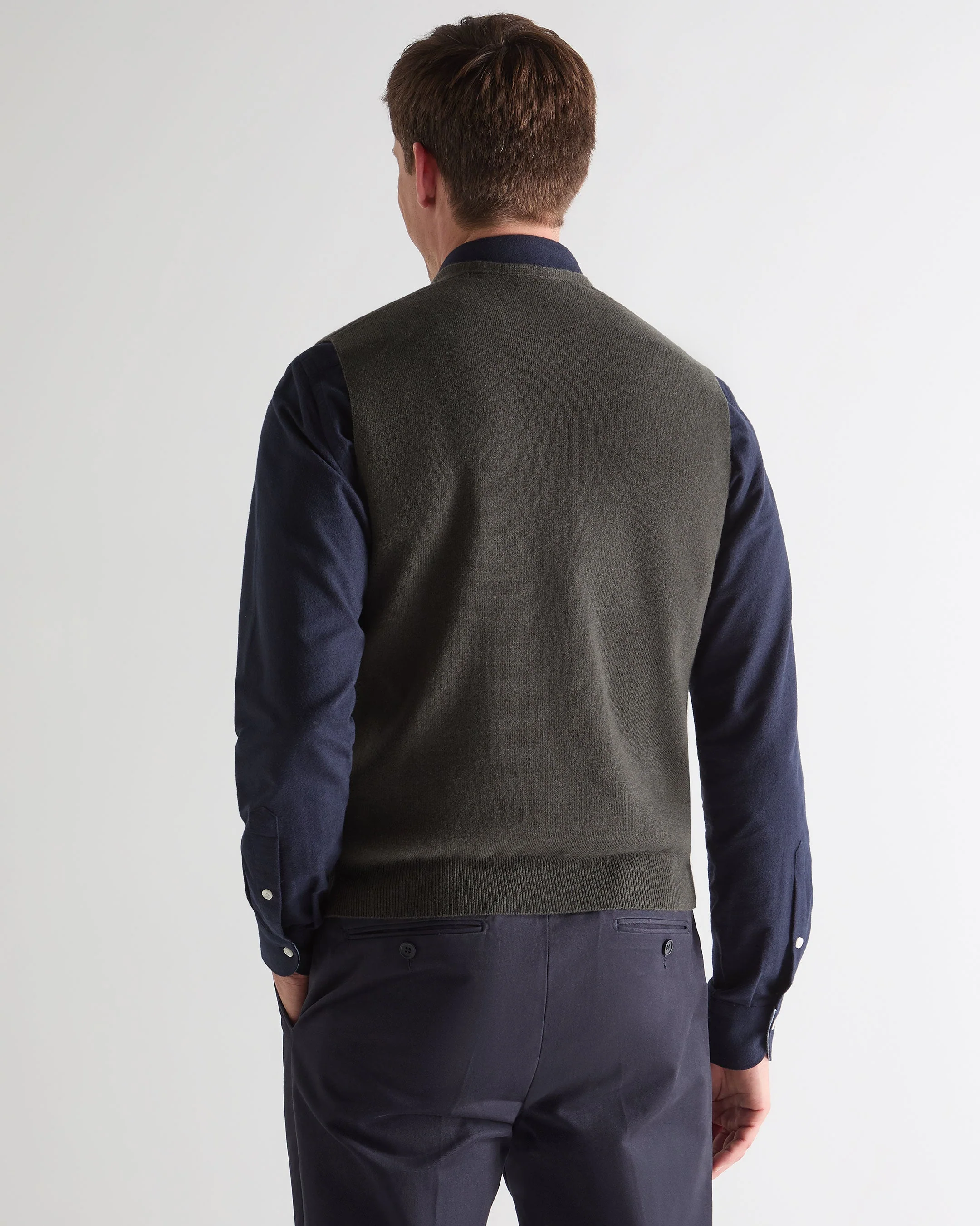 Men's Chelsea Cashmere Waistcoat Arabica Khaki Green