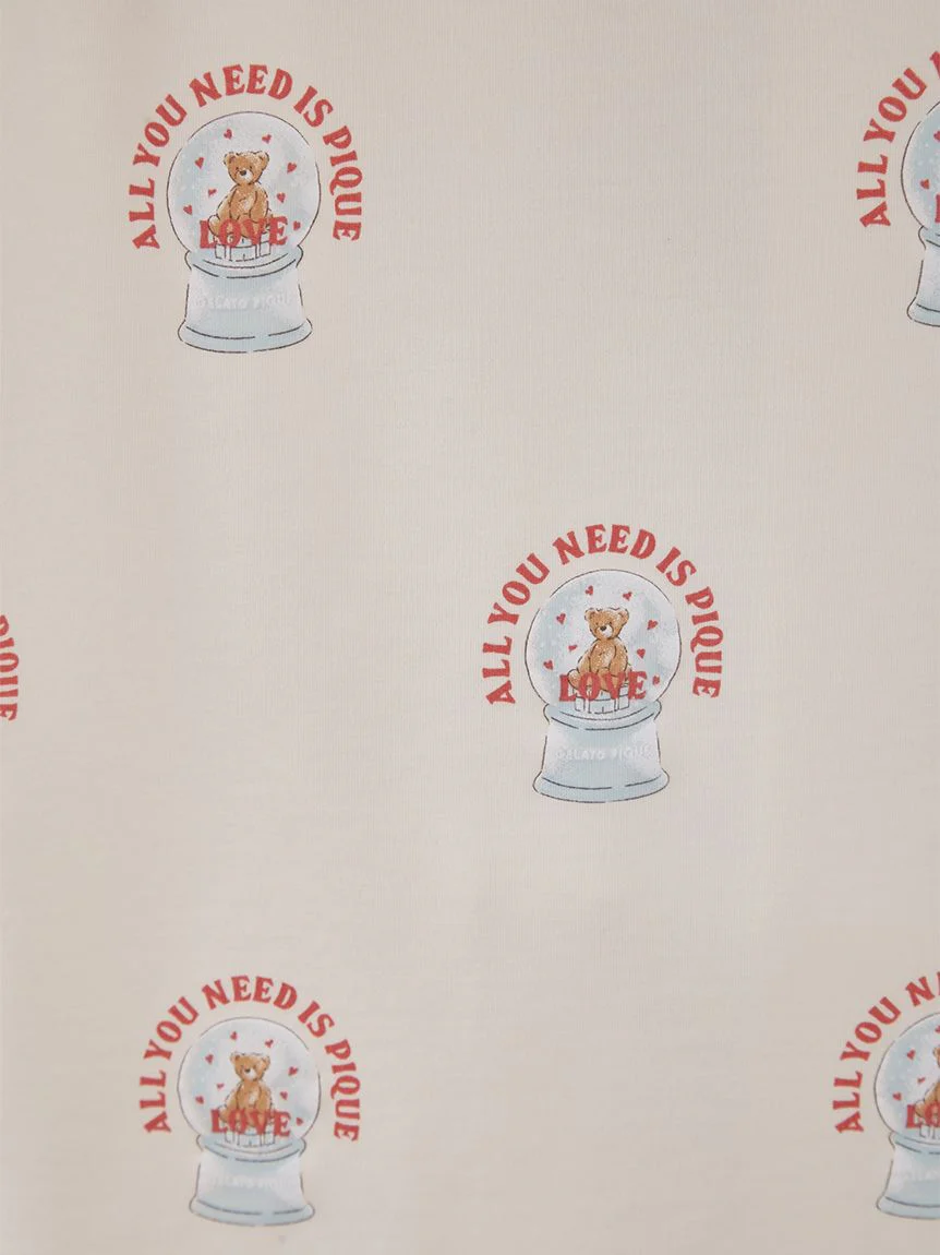 Snow Globe Bear Pattern Sleep Shirt Long Sleeve Sleepwear