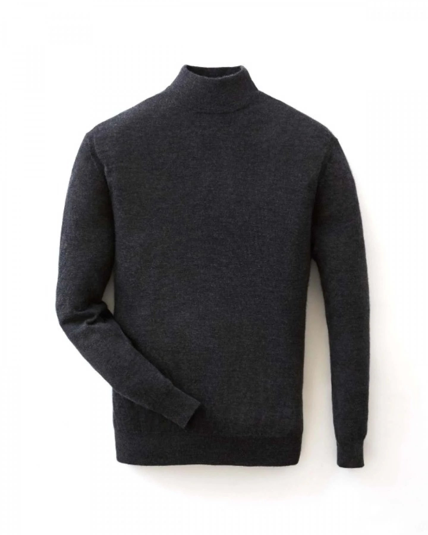 007 Fine Gauge Cashmere Turtle Neck Jumper Dark Charcoal Grey