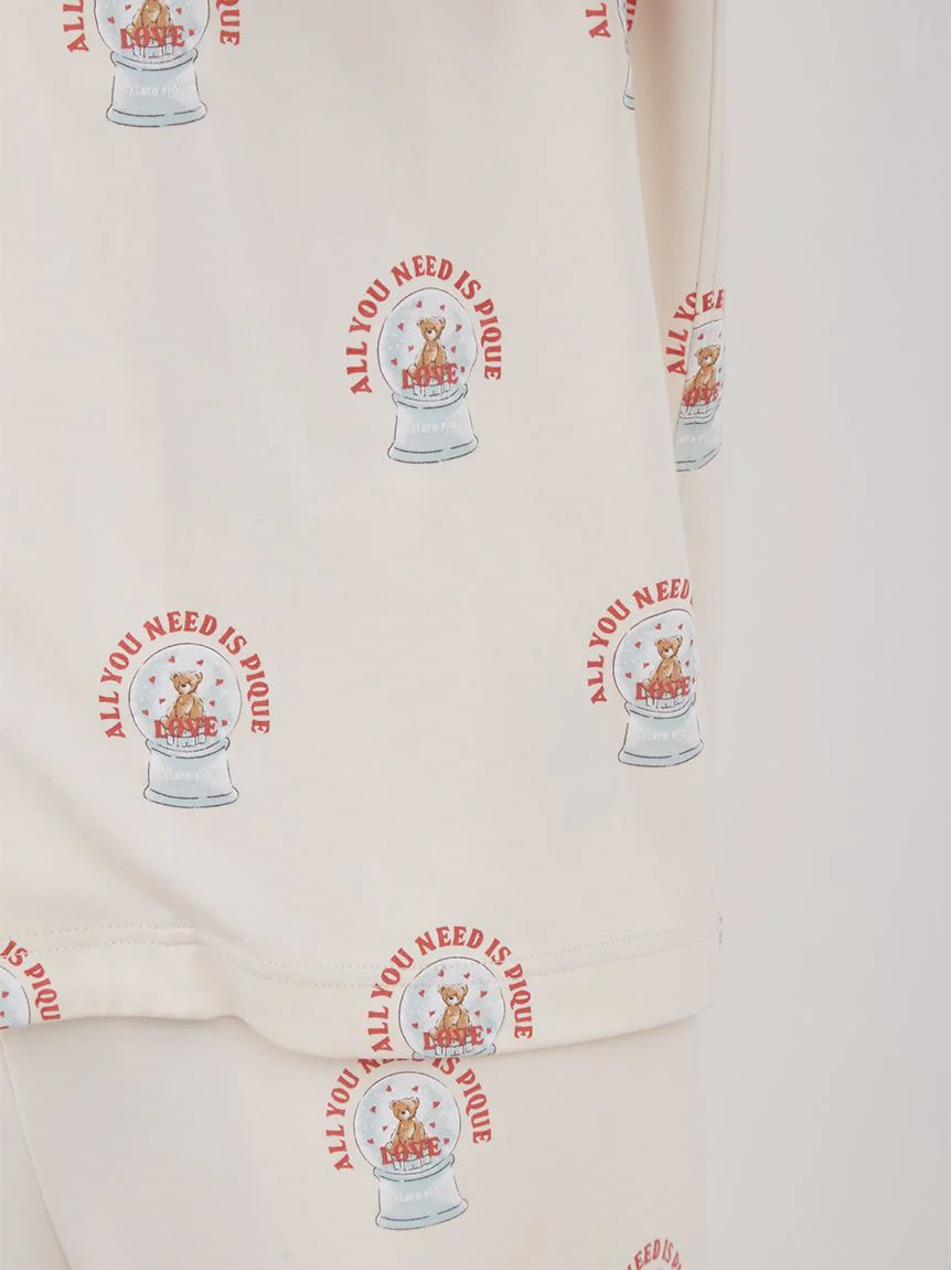 Snow Globe Bear Pattern Sleep Shirt Long Sleeve Sleepwear