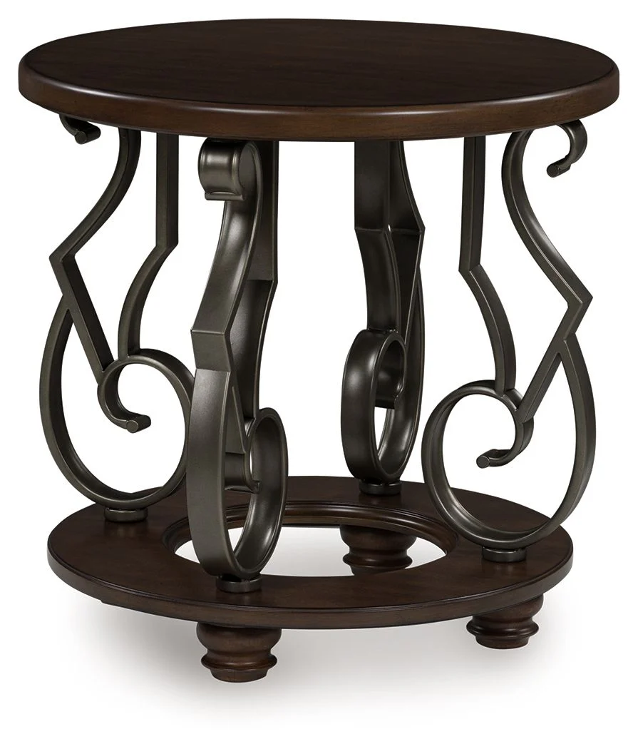Frallyn - Round End Table - Dark Brown