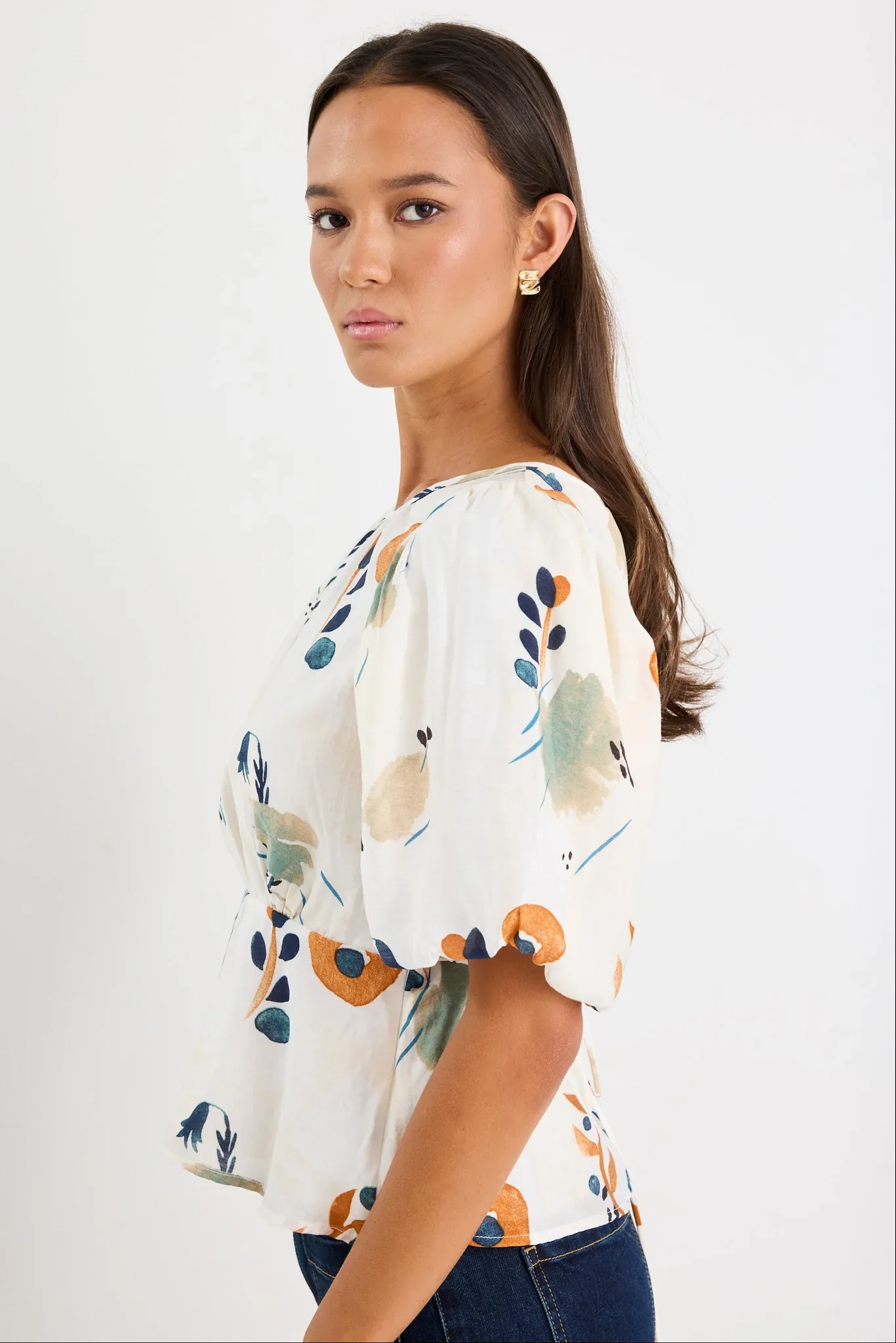 Finali Botanical Bubble Sleeve Top
