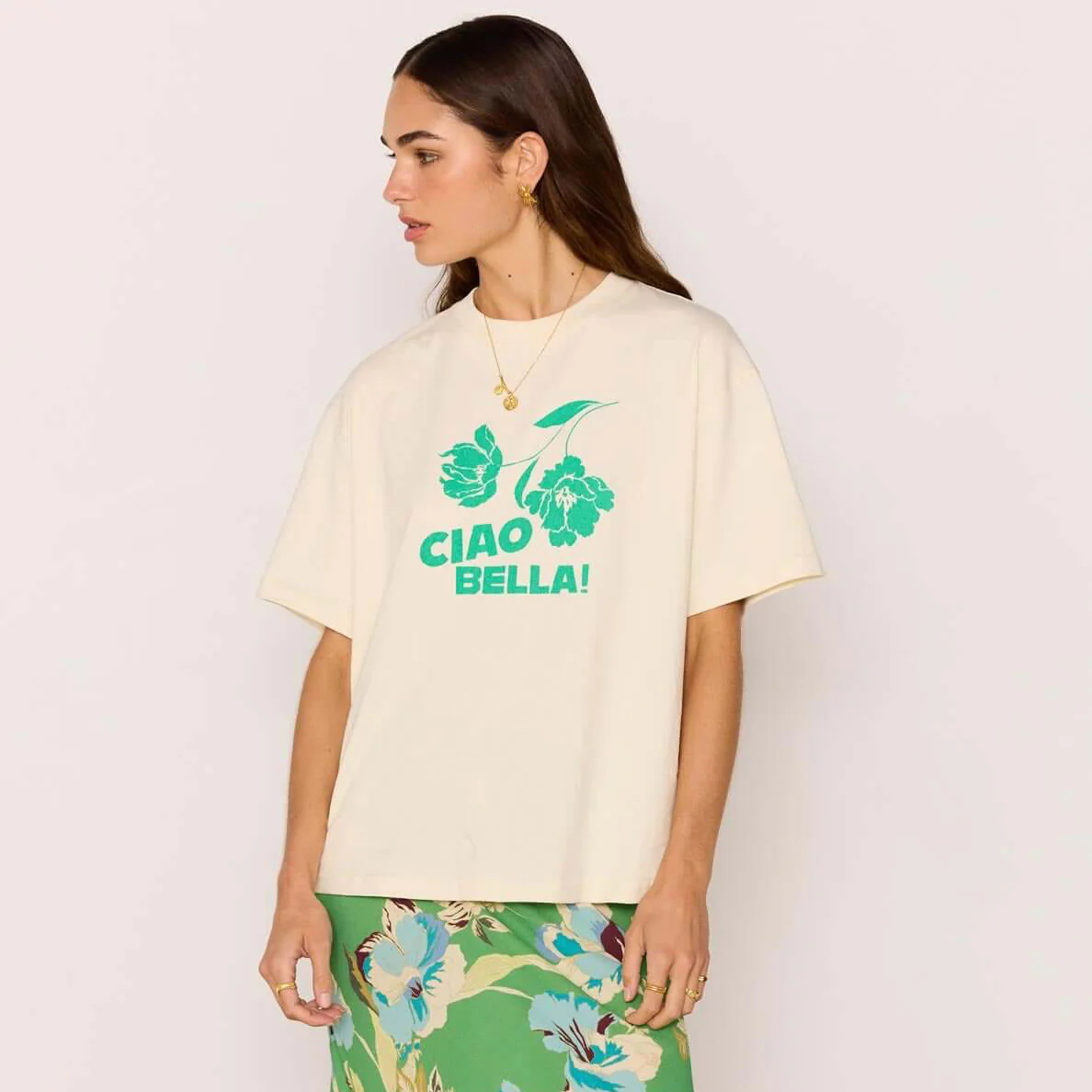 Ciao Relaxed Tee -  White/Green