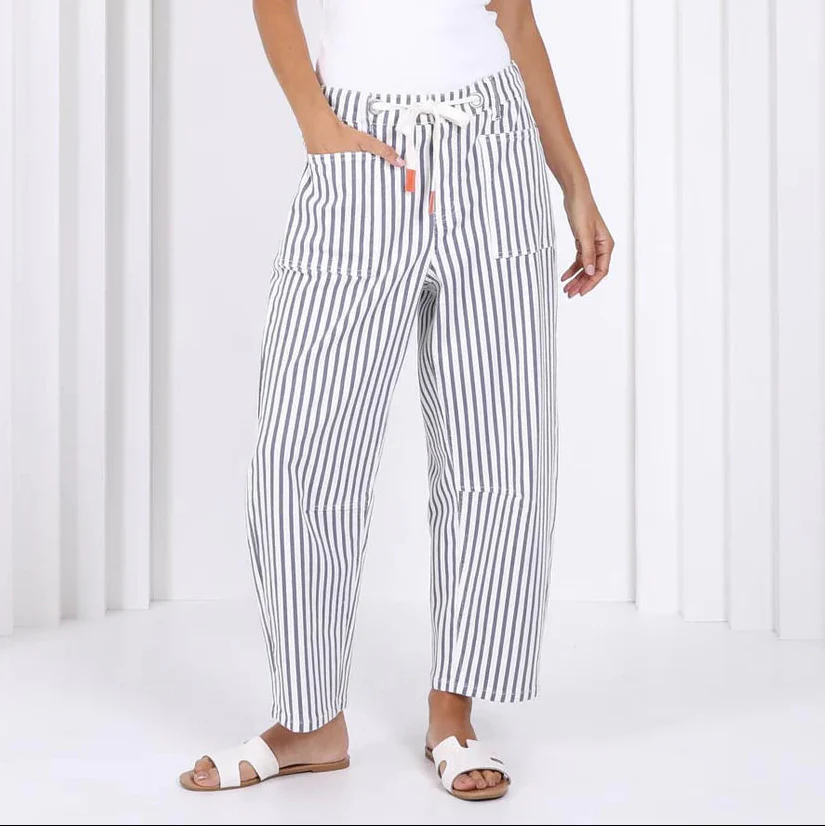 Carter Barrel Jean - Blue/White Stripe