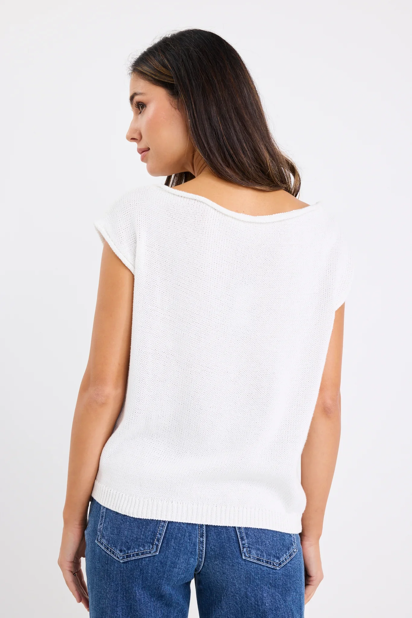 Fallow Ivory Off Shoulder Sleeveless Knit Top
