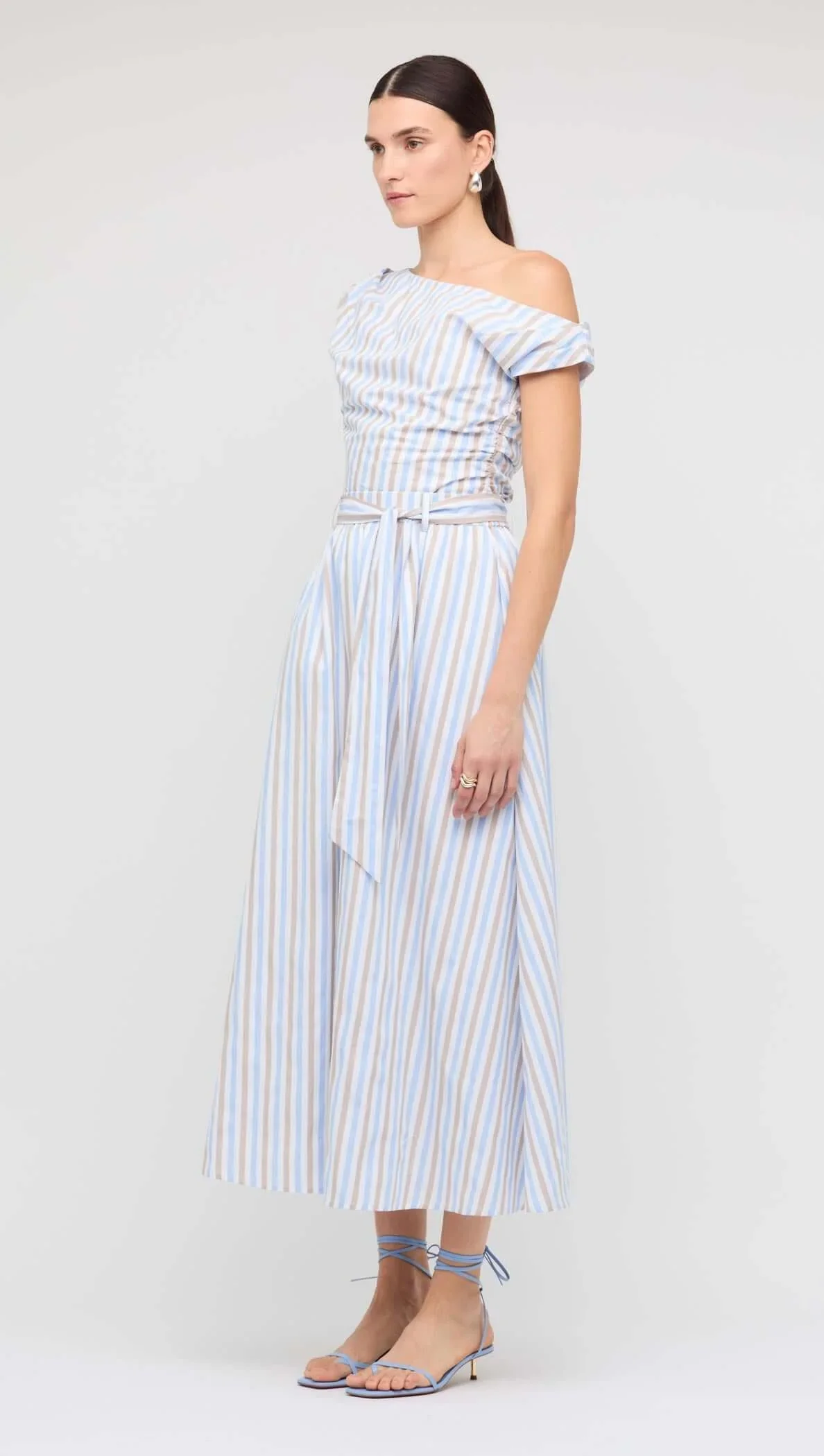 Marcella Maxi Skirt - Blue/Brown Stripe