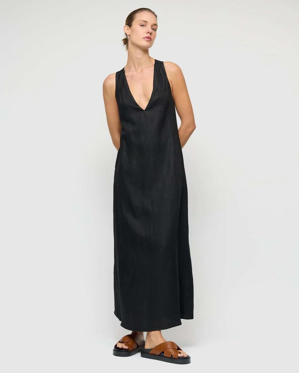 Sabine Cross Back Maxi Dress - Black