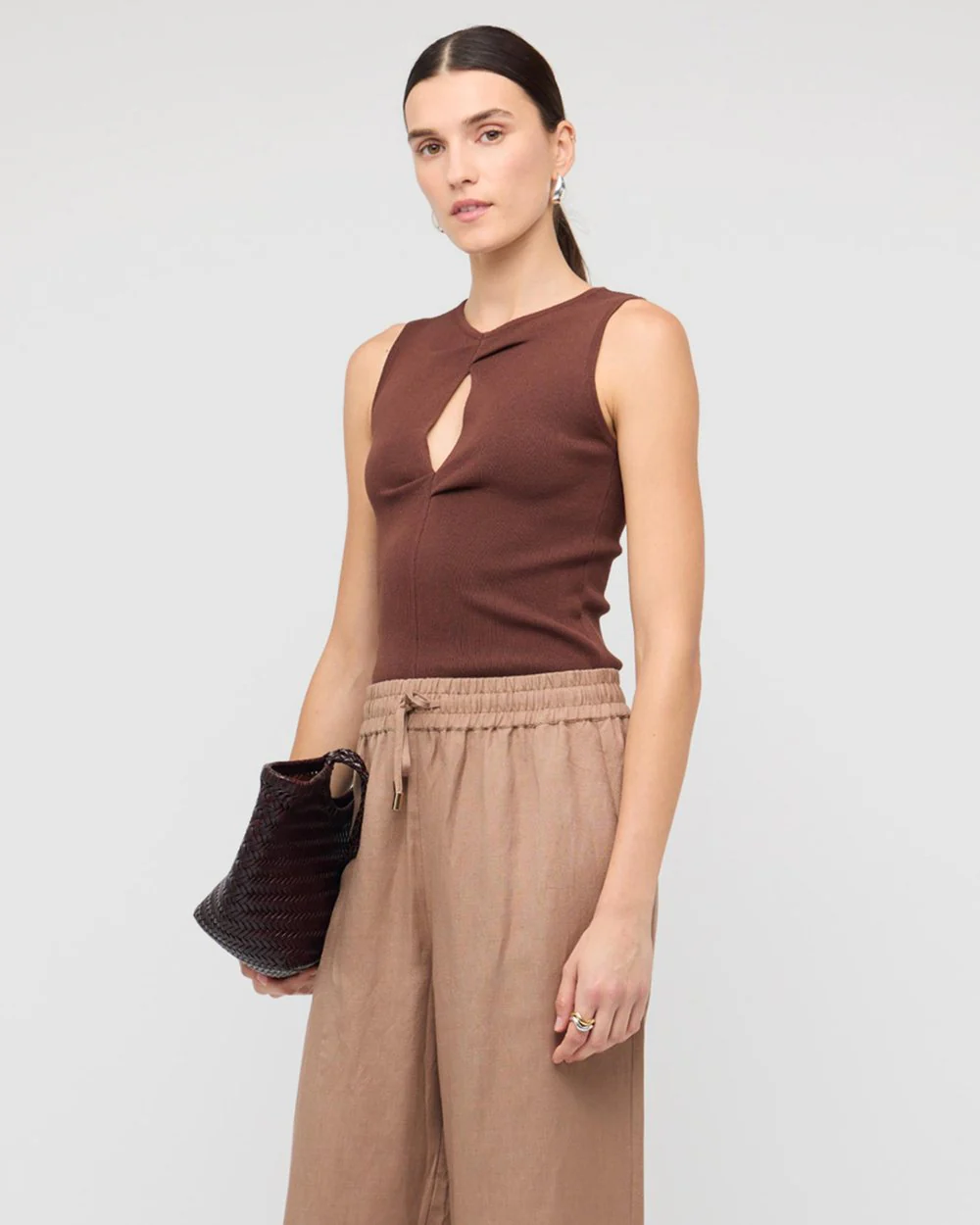 Arden Cutout Knit Top - Chocolate