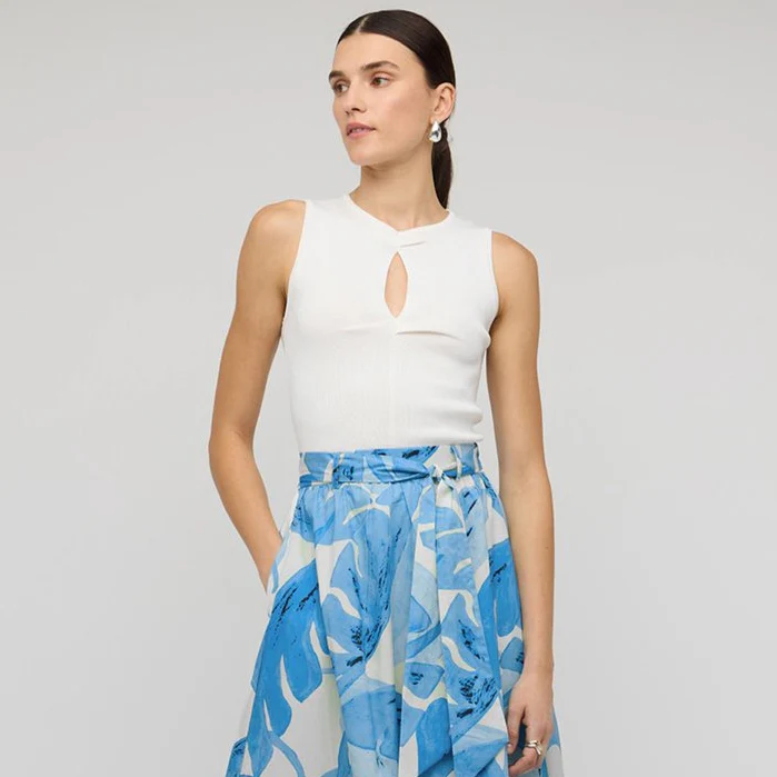 Arden Cutout Knit Top - White