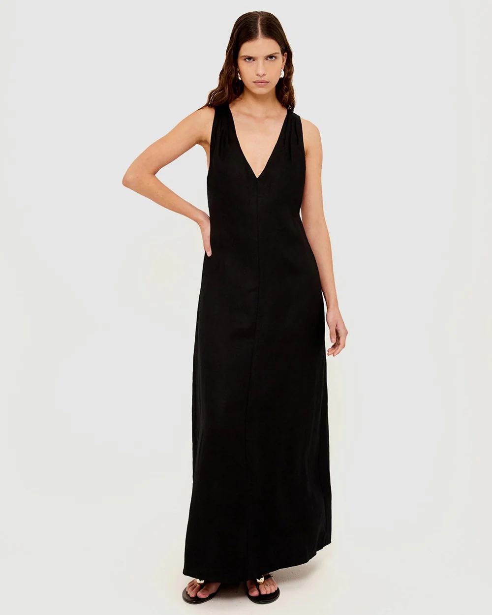 Sabine Cross Back Maxi Dress - Black