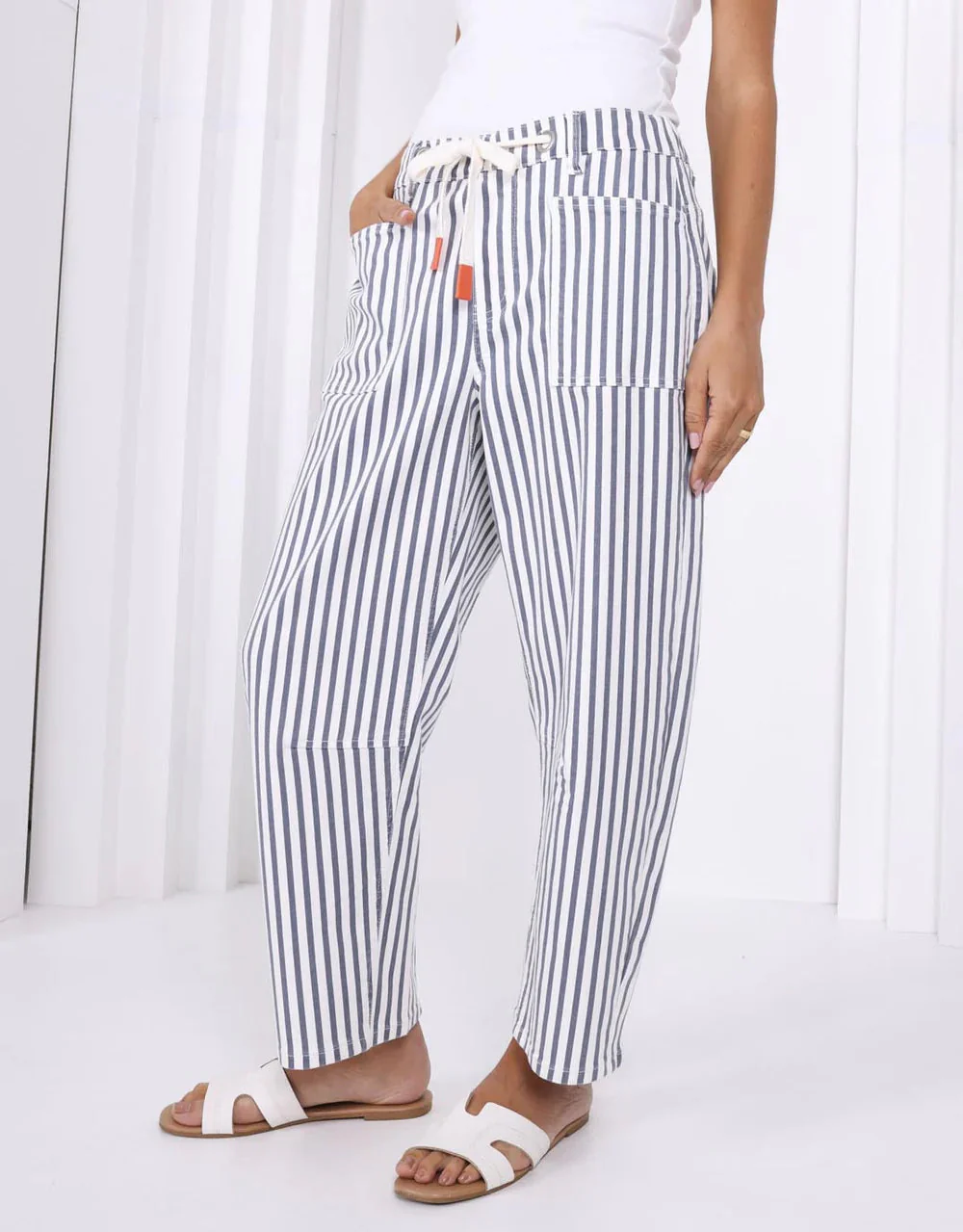 Carter Barrel Jean - Blue/White Stripe