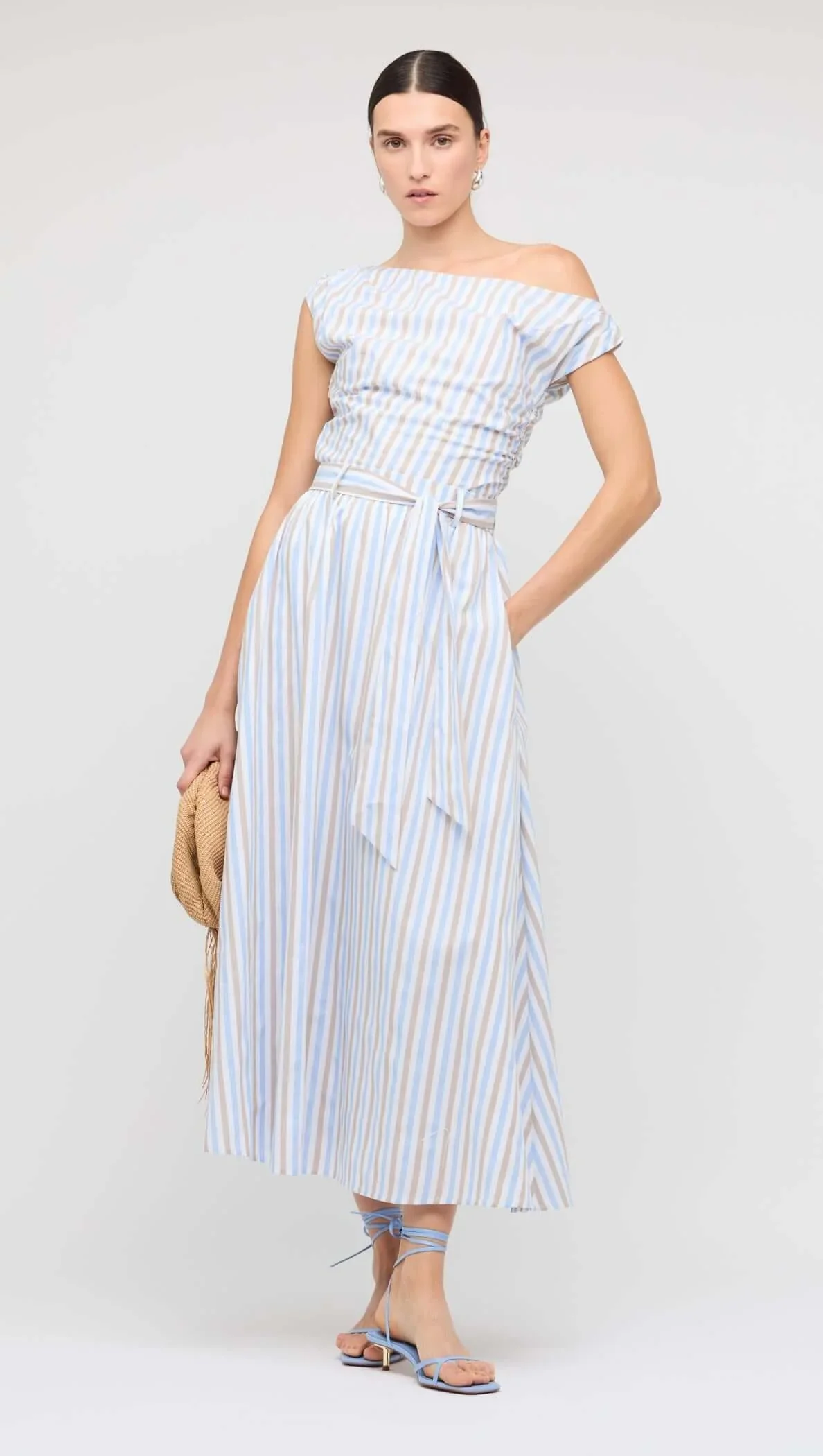Marcella Maxi Skirt - Blue/Brown Stripe