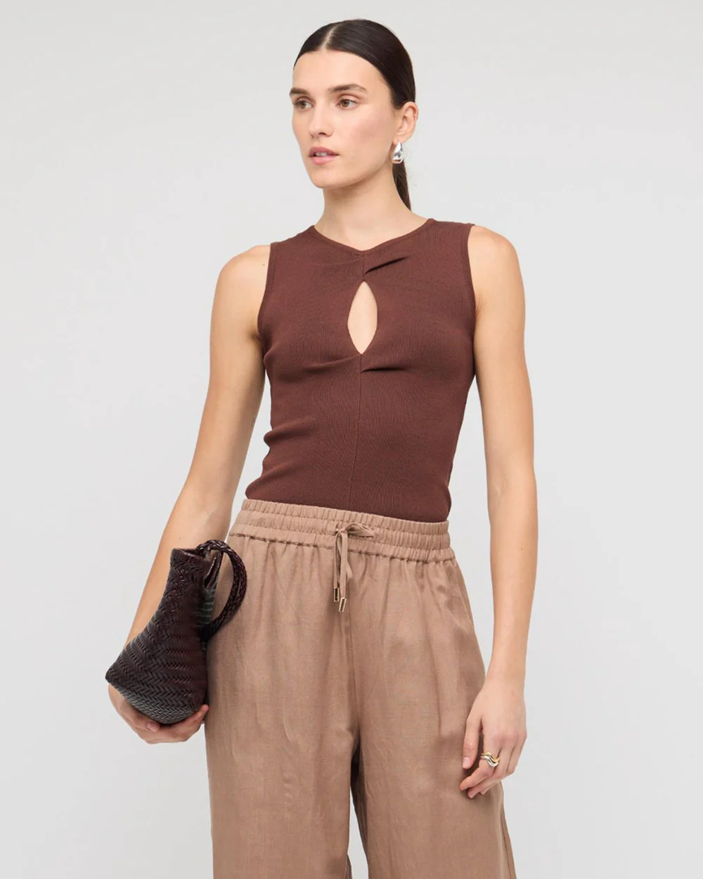 Arden Cutout Knit Top - Chocolate