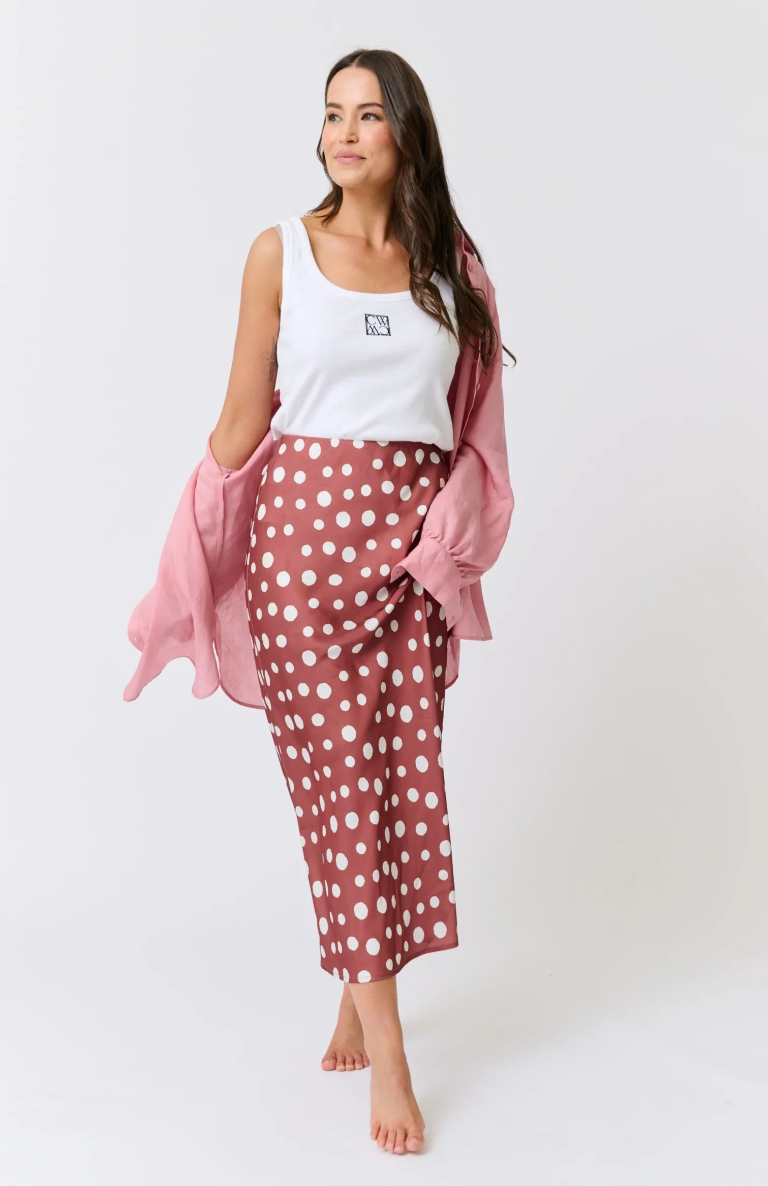 CW Millie Slip Skirt  Rust / Cream Spot