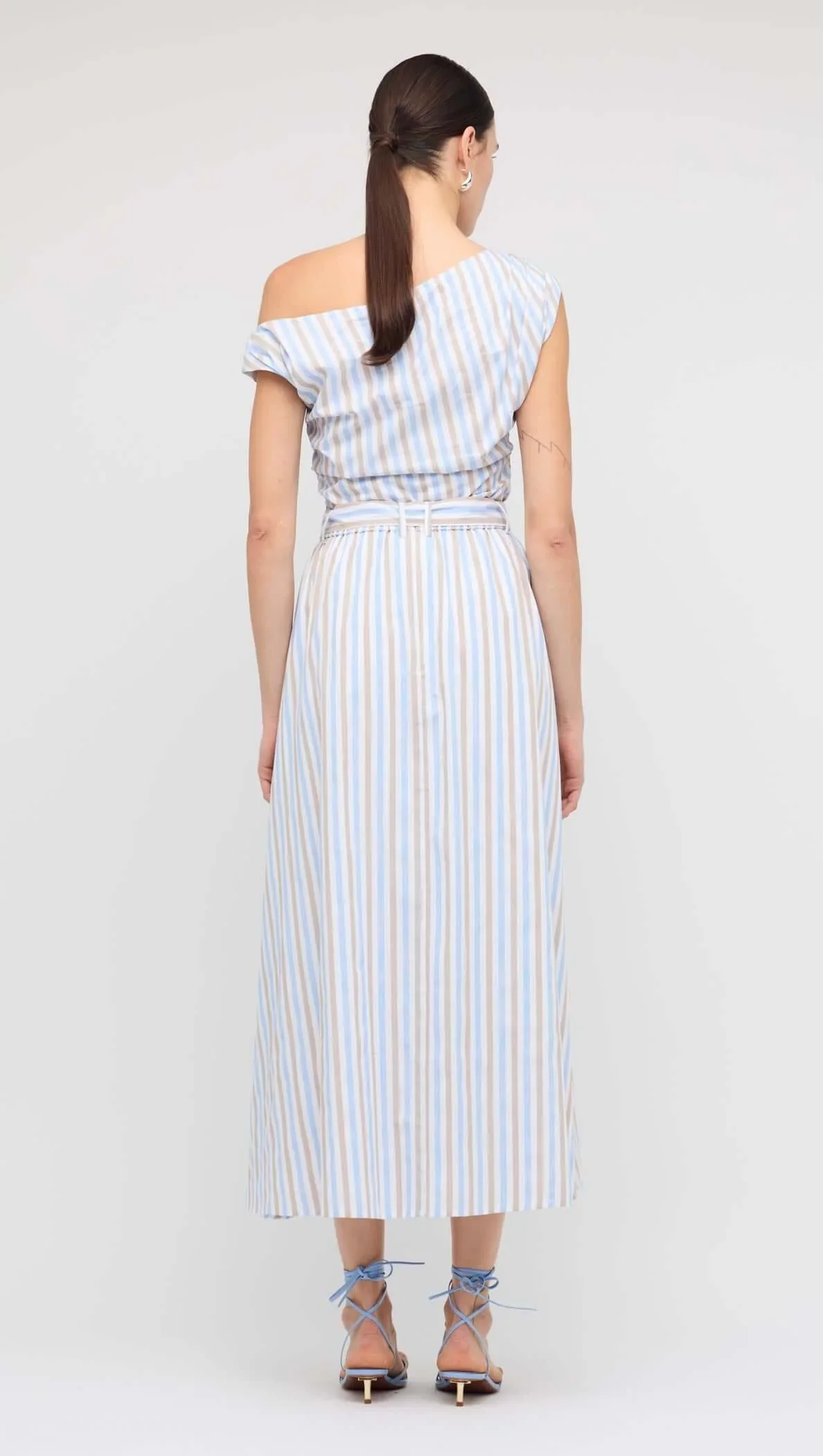 Marcella Maxi Skirt - Blue/Brown Stripe