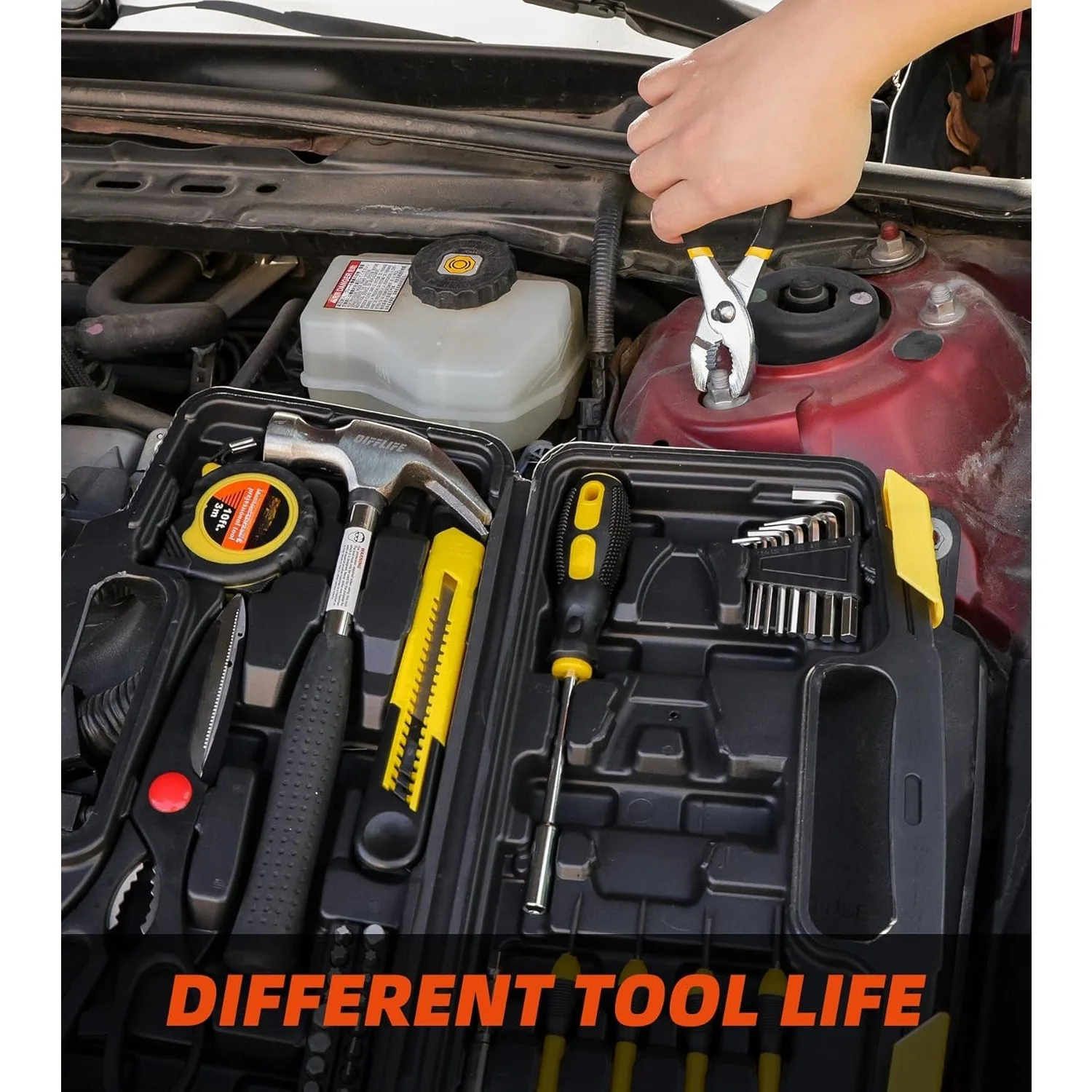 Organized tool kit with various hand tools