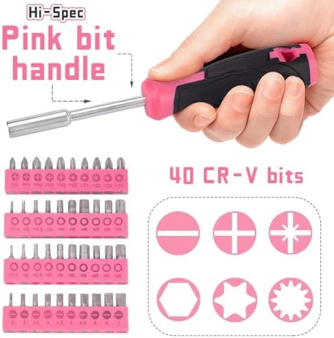 63 Piece Pink Tool Set,Household Tool Kit with Bag for Women, Home, Garage, Office and College Dormitory Use$$Tools & Hardware Other
