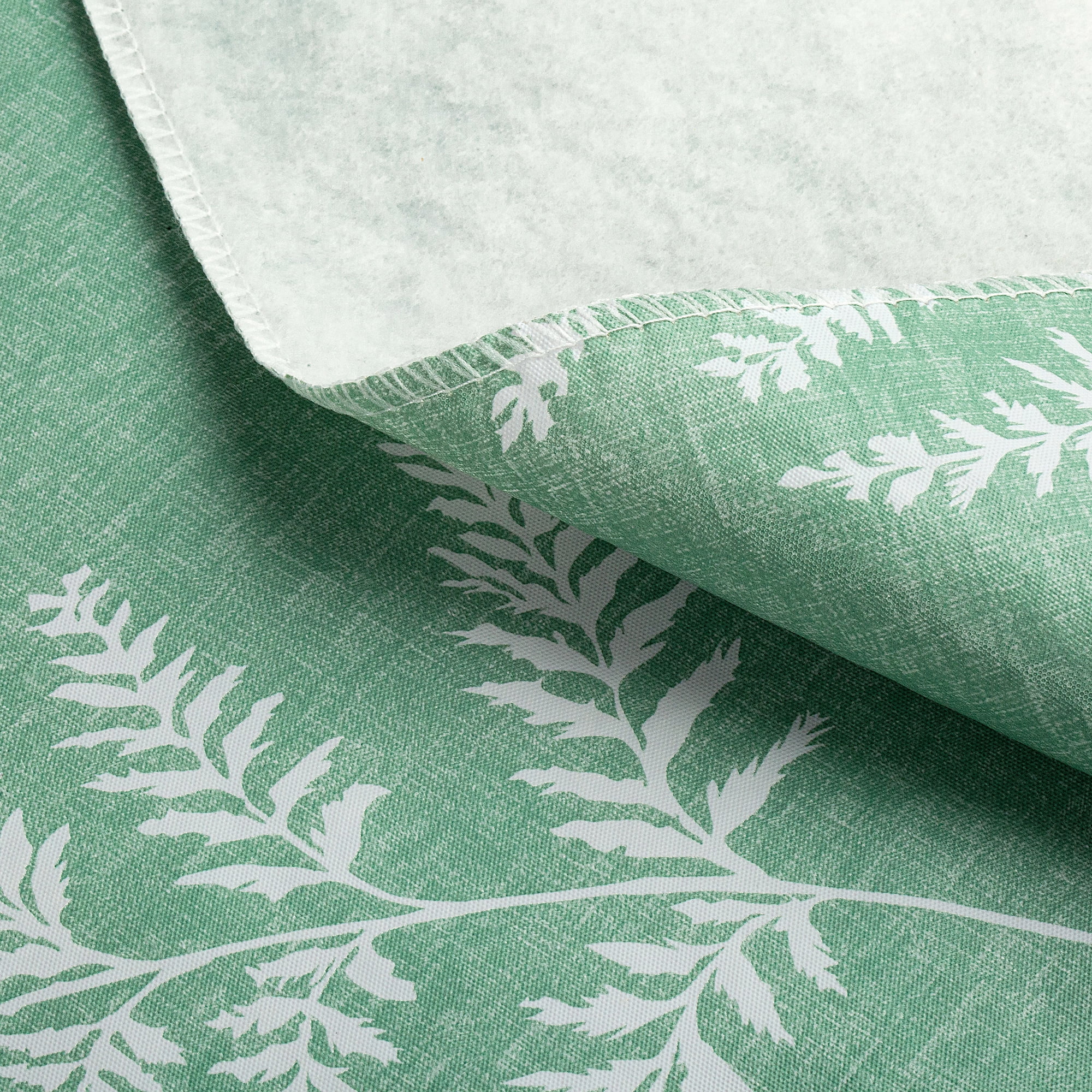 Fern Pattern Vinyl Tablecloth with Flannel Backing - 52×52/52×70/60×60 Inch, Waterproof Oil-Proof Wipeable Table Cover for Indoor & Outdoor