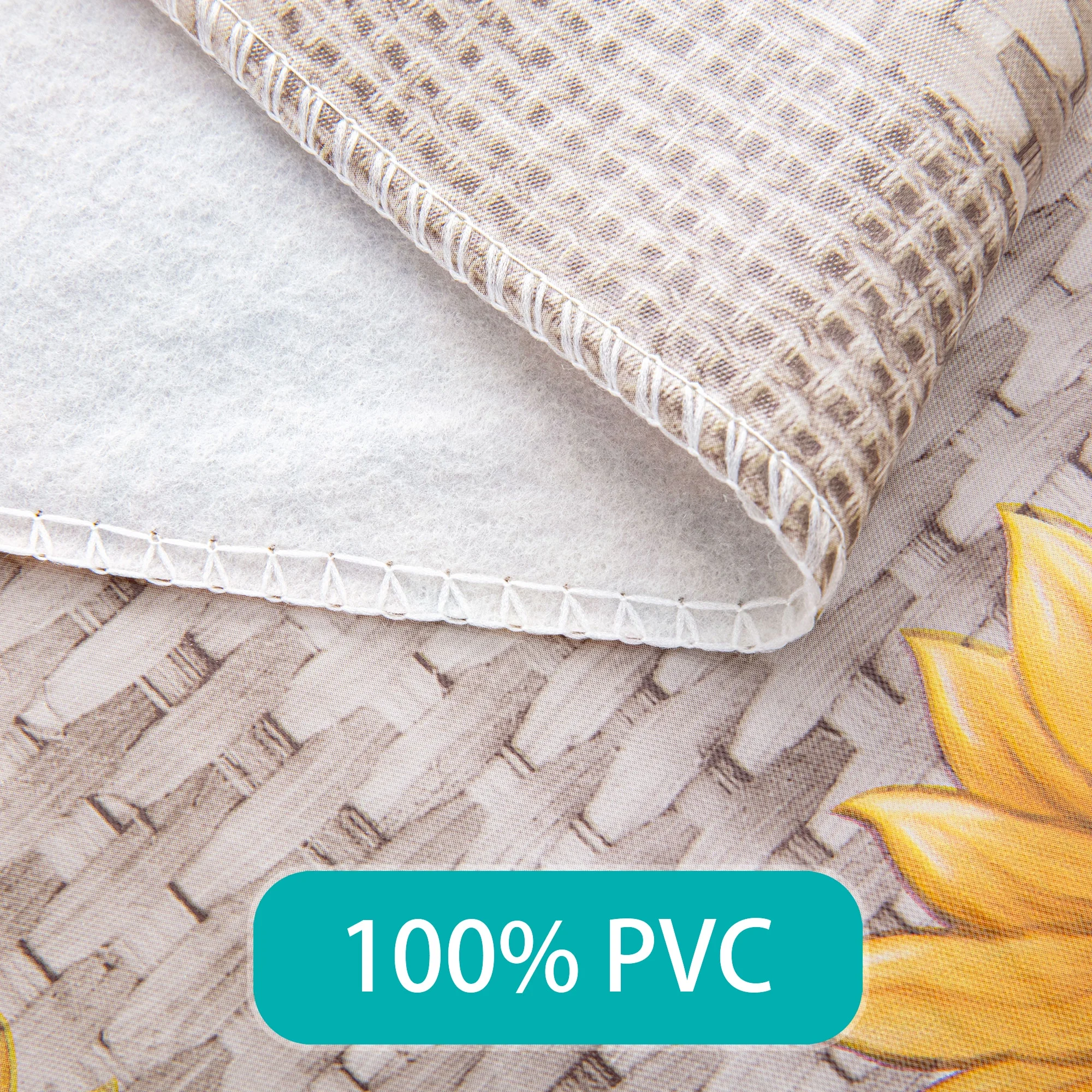 Sunflower Pattern Vinyl Tablecloth with Flannel Backing - 52×52/52×70/60×60 Inch, Waterproof Oil-Proof Wipeable Table Cover for Indoor & Outdoor
