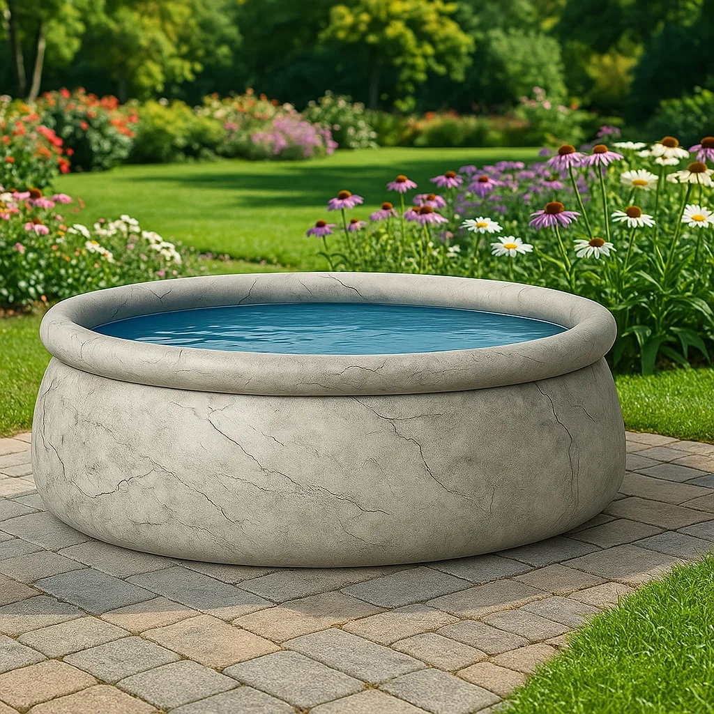 Piscina desmontable redonda con depuradora gris marmoleado 305x76 cm UKGZagfj20eR