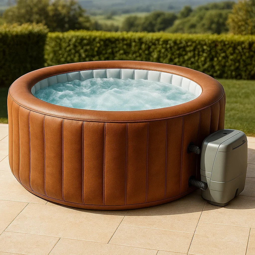 Spas hinchables 180x180x71 cm 4 personas redondo color madera/beige PtrUmai323nR