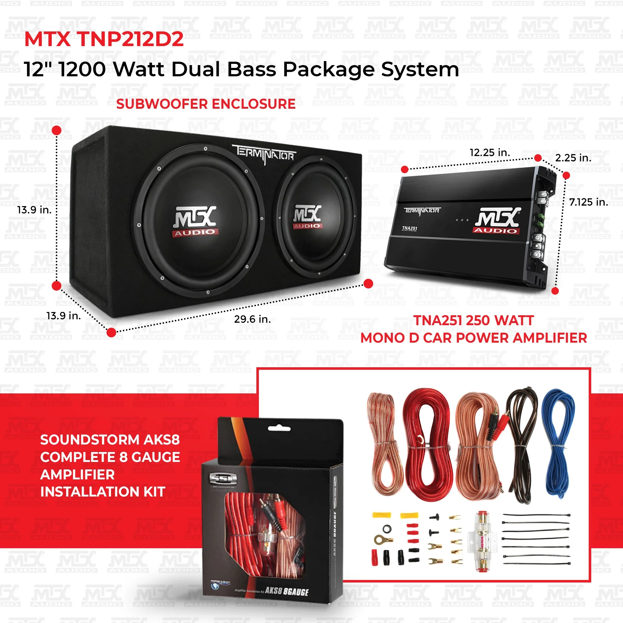 2025 Pack Subwoofer para coche MTX TNP212D2 12