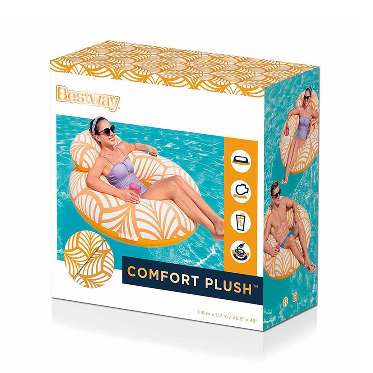 Sillón Hinchable Para Piscina Plástico 118 X 117 Cm Deluxe - Bestway. Naranja