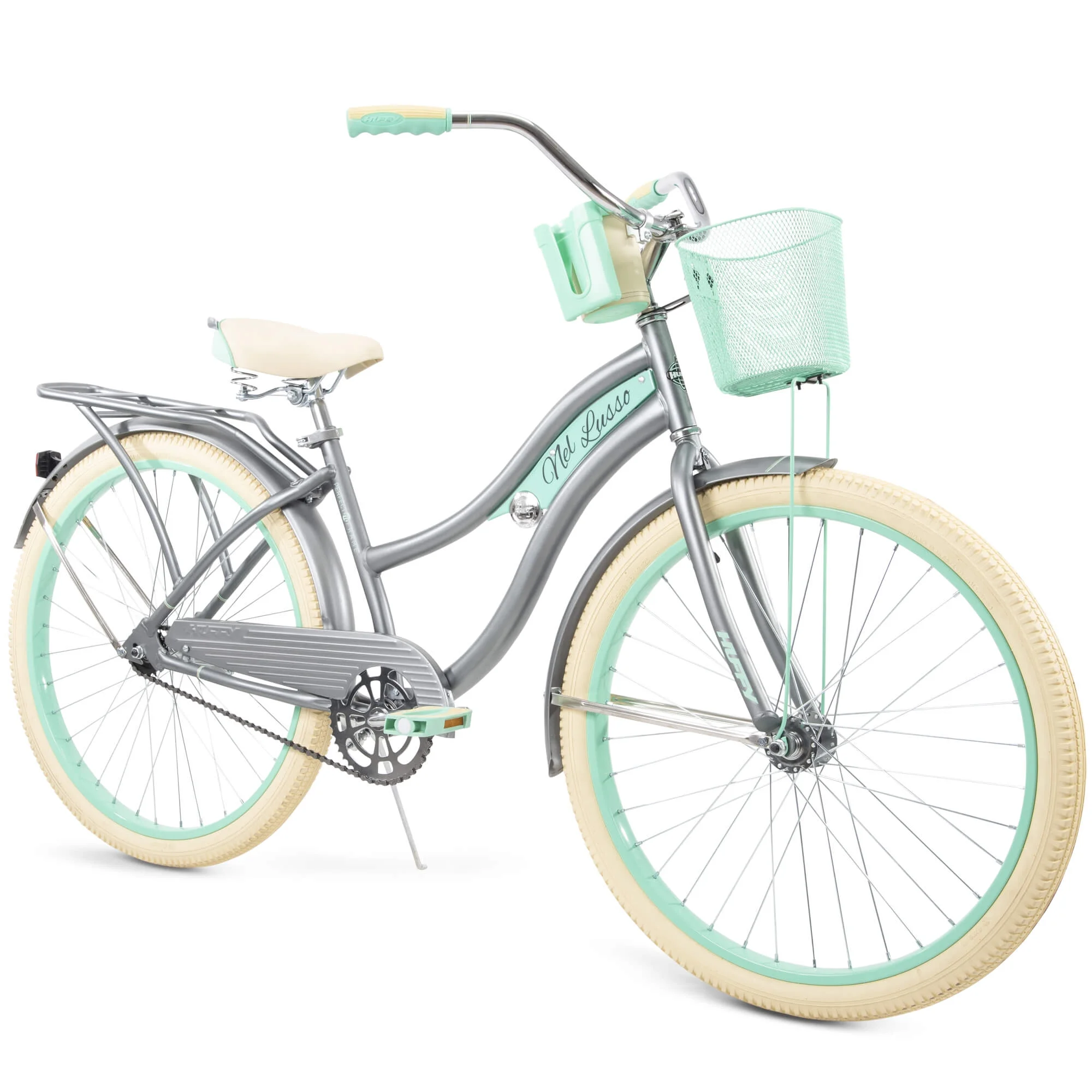 2025 Bicicleta Cruiser Clásica Huffy Nel Lusso con cuadro Perfect Fit, Mujer, Azul Claro, 26
