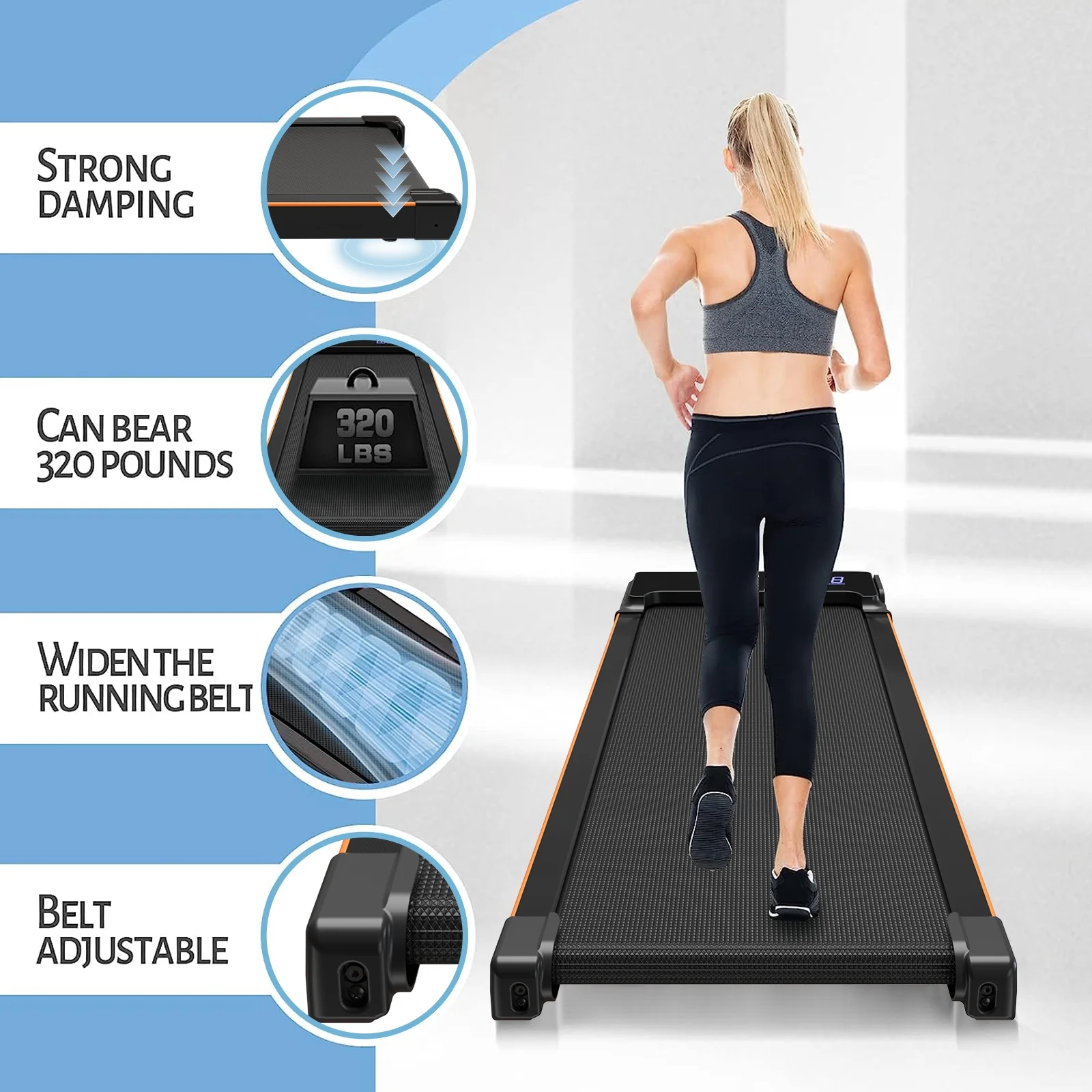 2025 Cinta de correr plegable CoolHut bajo el escritorio. caminadora 2 en 1 portátil para caminar. trotar y uso en oficina en casa. motor silencioso de 2.5 HP. pantalla LED y control remoto. negra