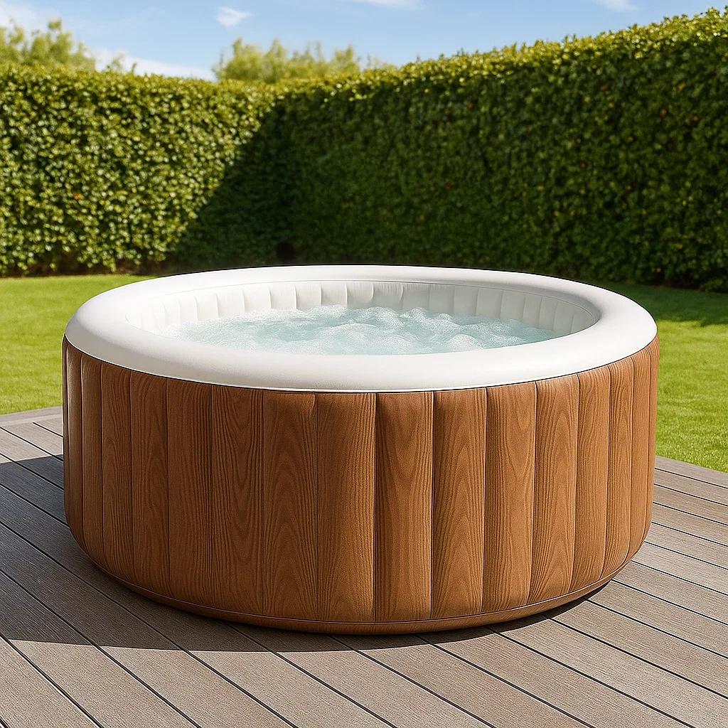 Spas hinchables 180x180x71 cm 4 personas redondo color Madera/Blanco FCsusvu311xY