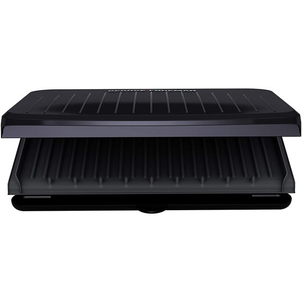 Parrilla Eléctrica de Interior George Foreman Clásica para 9 Porciones con Placas y Prensa para Paninis – Gris Metálico