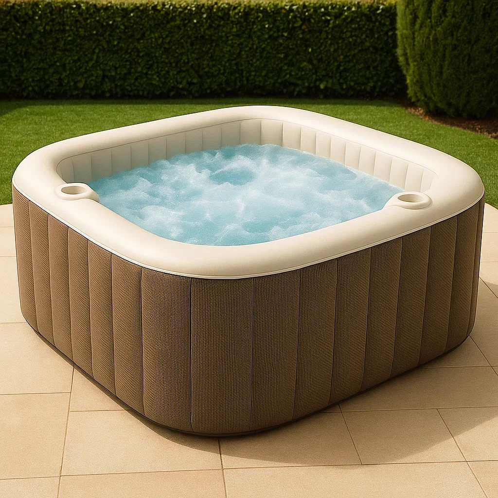 Spas hinchables 180x180x71 cm 4 personas cuadrado color marrón/beige exYiCLw347WN