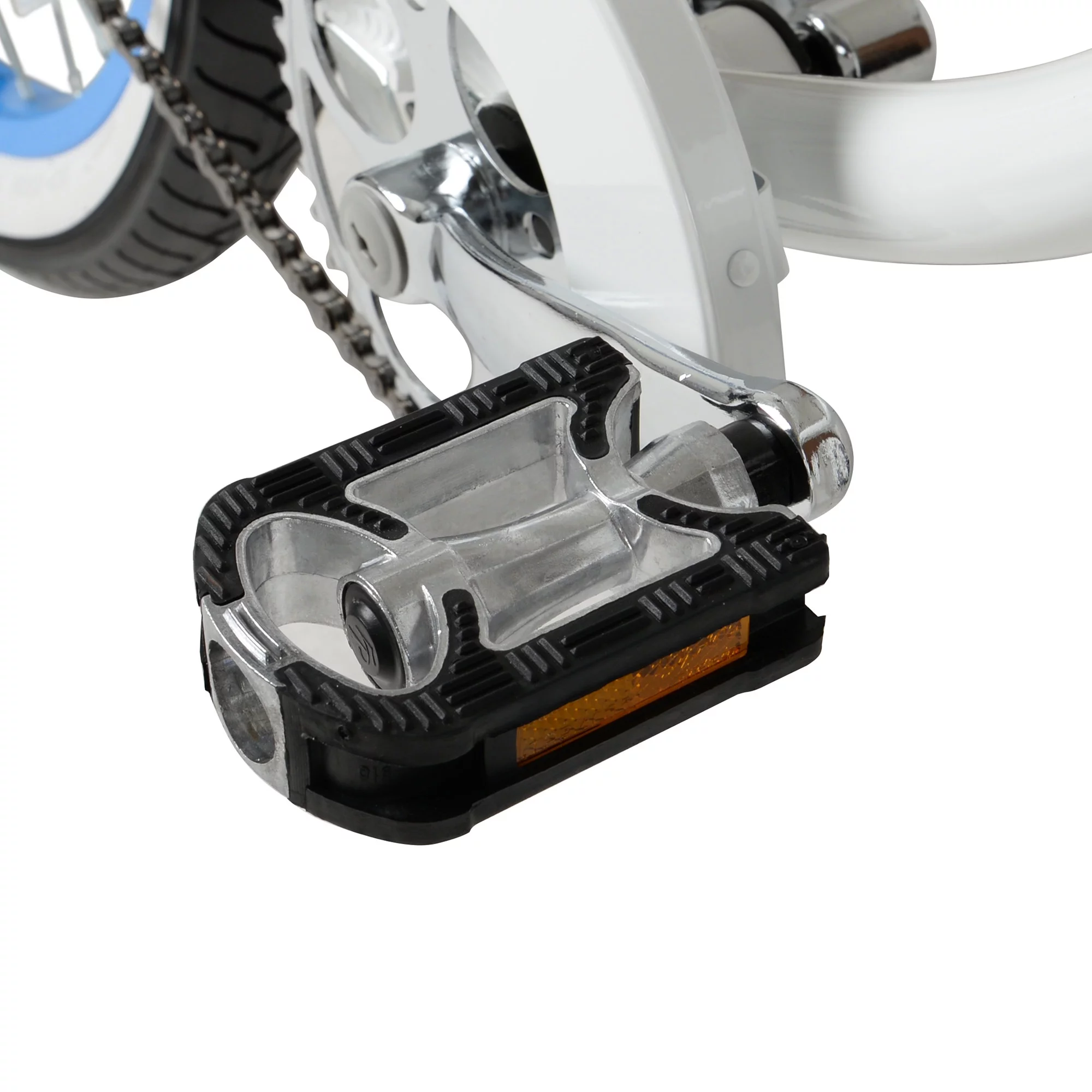 Bicicleta de playa para mujer Hyper. 26 pulgadas. blanca con llantas azules