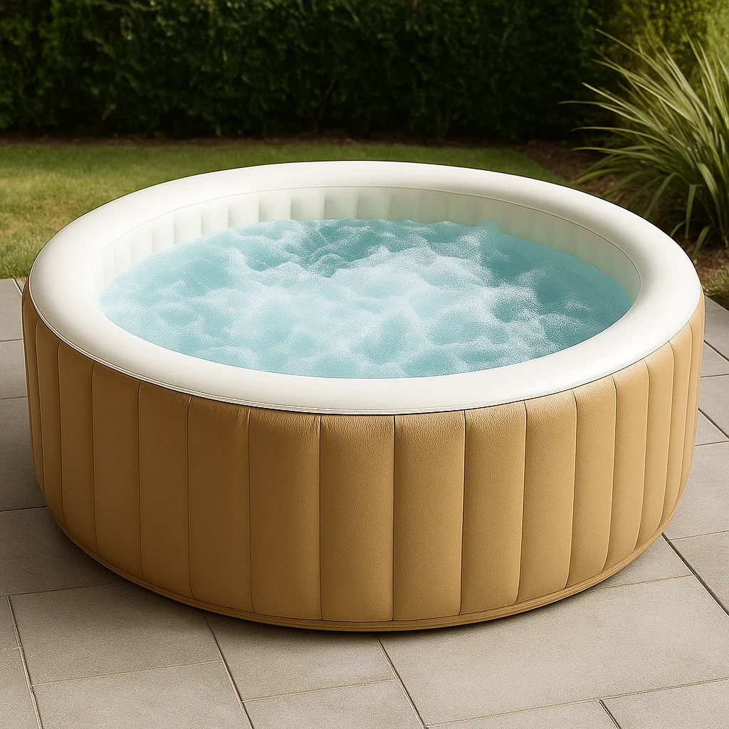 Spas hinchables 196x196x71 cm 4 plazas redondo beige/blanco kyqEnLz310nC