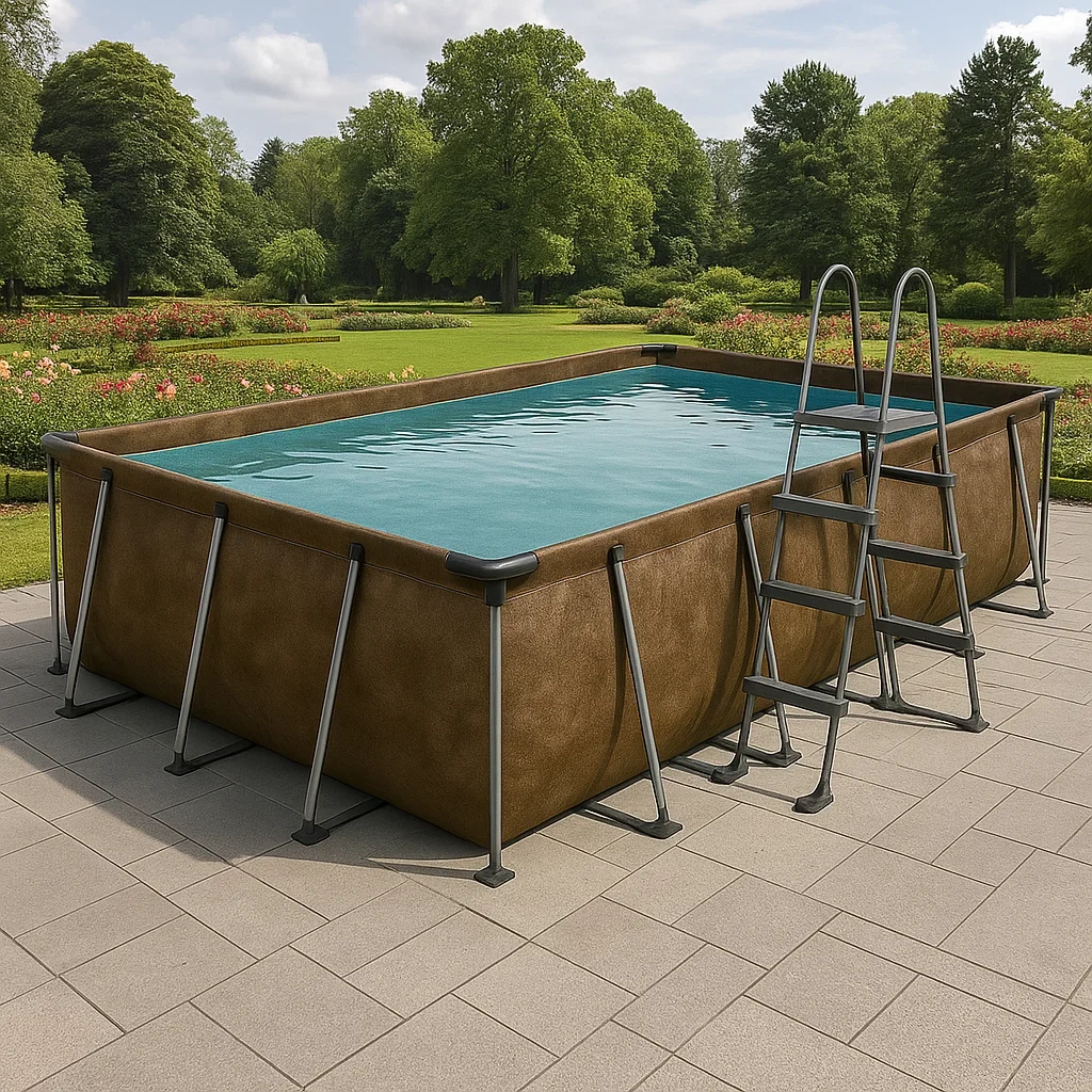 Piscina tubular rectangular desmontable acero 532x265x119 cm color marrón/gris con filtro y escalera UuLChKB186CP