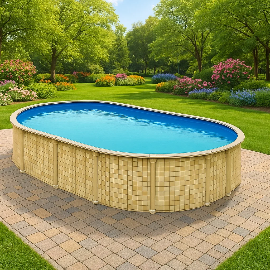 Piscina tubular ovalada 418x243x98 cm, color beige QSUxQnv135uS