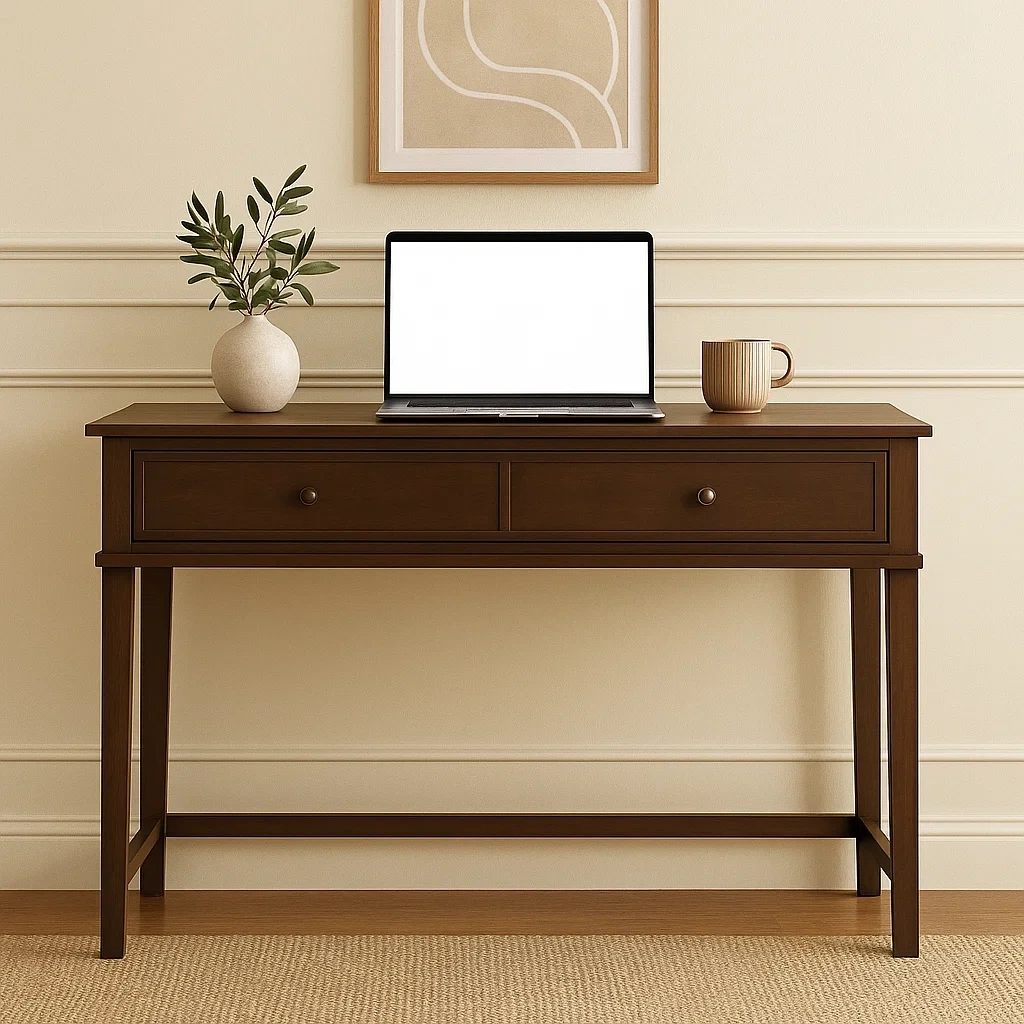 Escritorio para ordenador de madera con 2 cajones,100x45x75 cm - hUrhUvi306mo