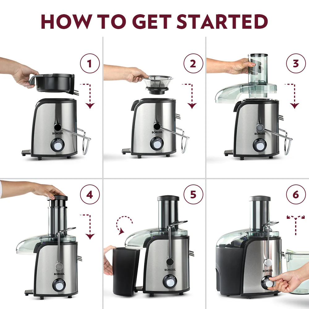 2025 Extractor de jugos Borosil Primus Plus 800 W – Extractor centrifugo potente con gran recipiente para jugo. opción de doble velocidad y servicio a domicilio