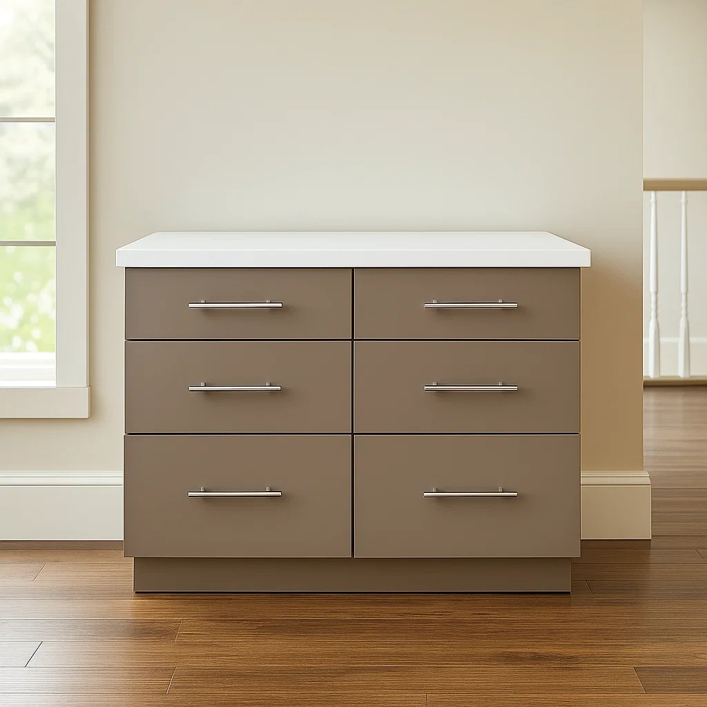 Isla cocina diseño moderno,material madera,color beige,con 6 cajones,instalación independiente,tamaño 120x60x85 cm,uso para almacenamiento en cocina - zCJlxMa1rbj9