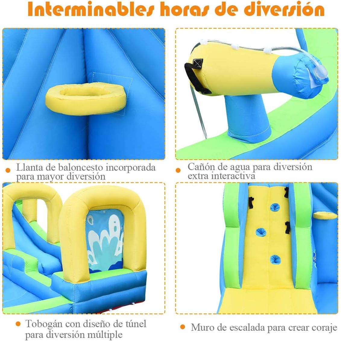 Castillo Hinchable Para Niños Con Tobogán Acuático Costway 478 X 365 X 227 Cm